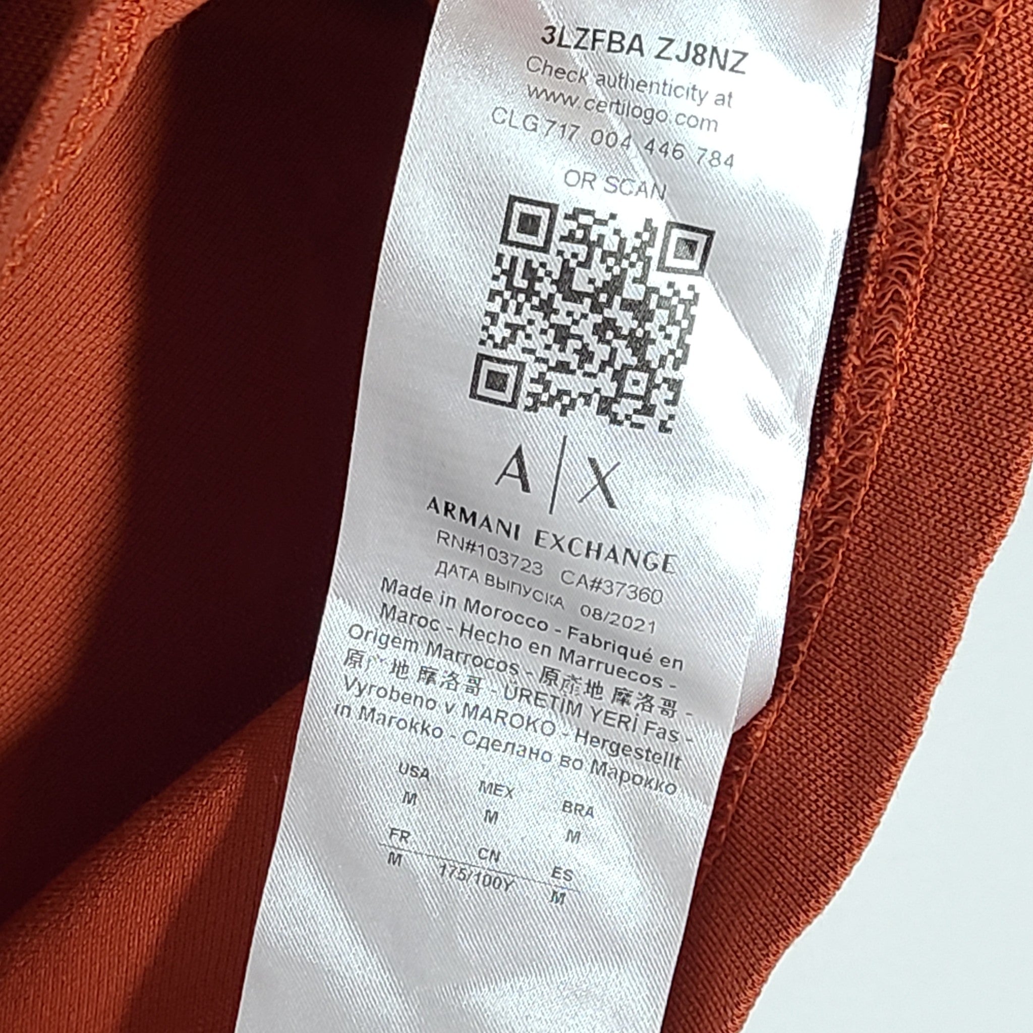 A|X Armani Exchange Men's Polo Shirt Large Print Orange Sz M