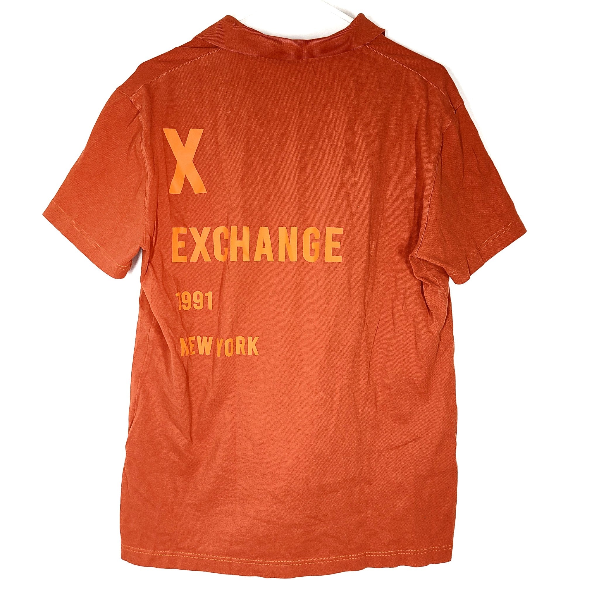 A|X Armani Exchange Men's Polo Shirt Large Print Orange Sz M