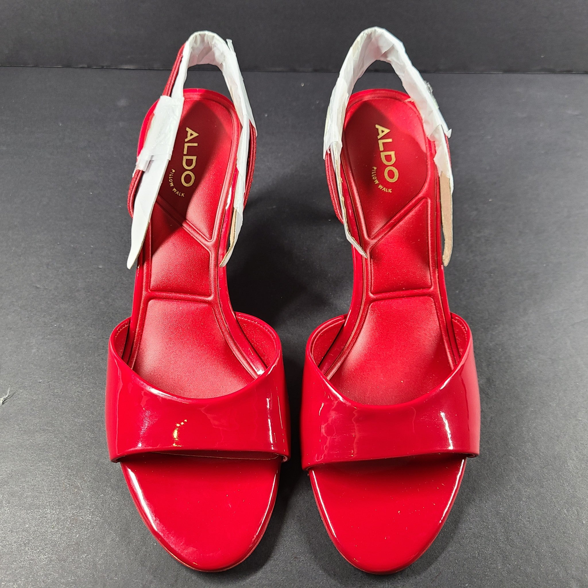 Aldo Women's Slingback Sandals Stiletto Heel Open Toe Patent Leather Red Size 9