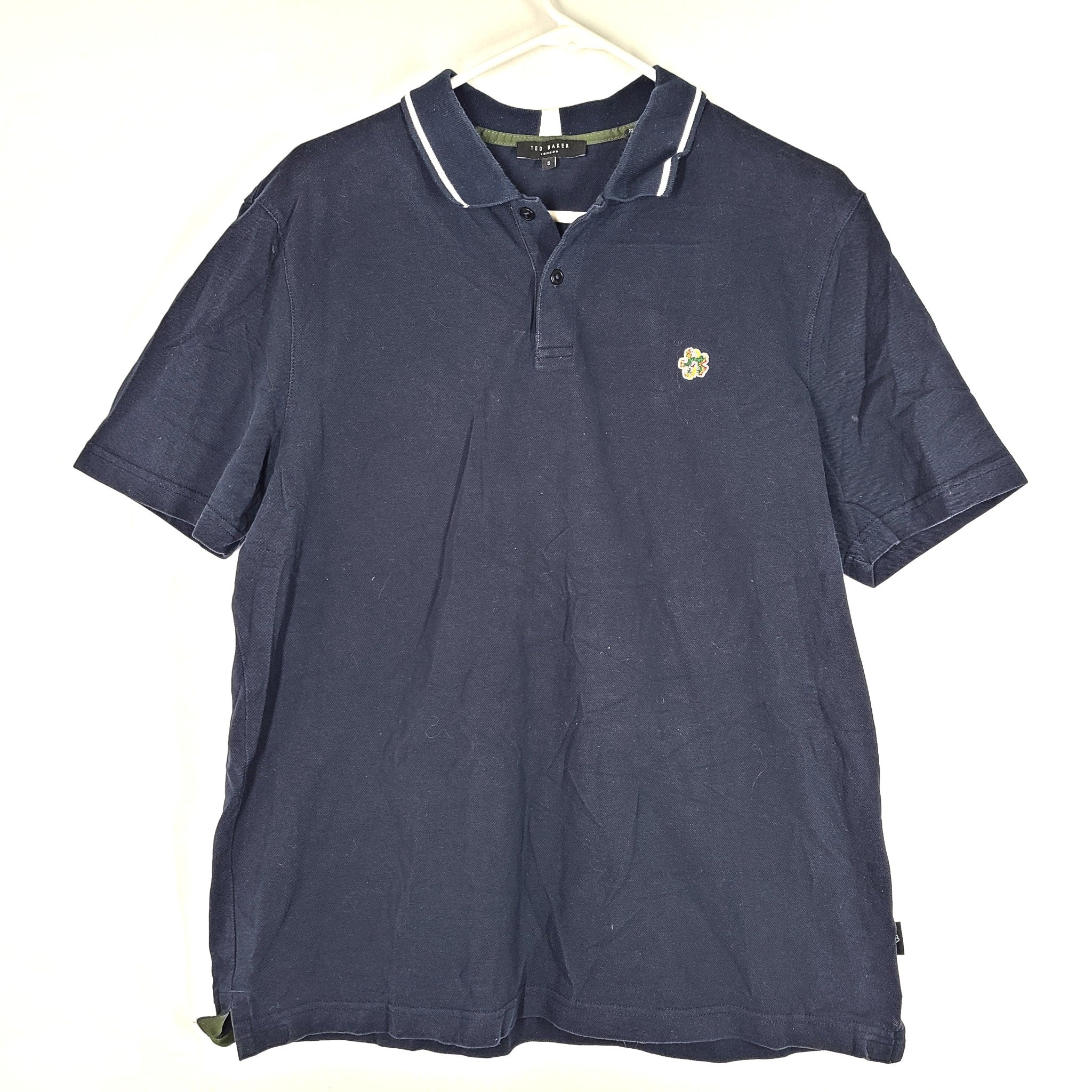 Ted Baker Men's Camdn Polo Shirt Cotton Short Sleeve Navy Blue Sz XL/5