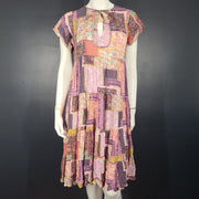 Olivaceous Women's Floral Medium Dress V-Neck Oversized Boho Multicolor Sz S