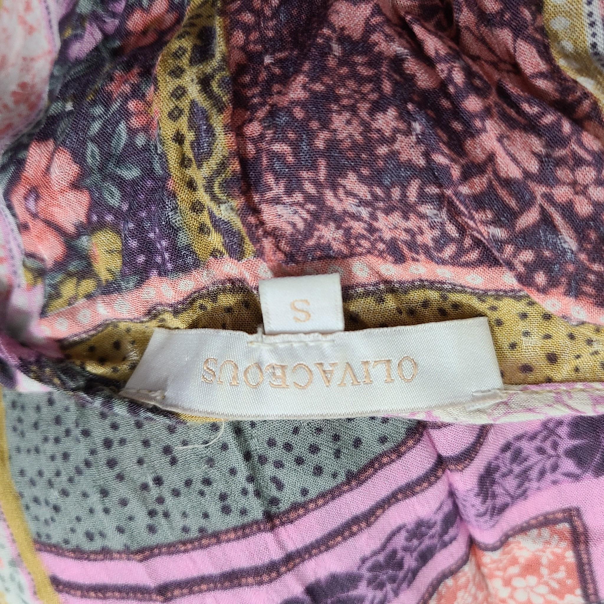 Olivaceous Women's Floral Medium Dress V-Neck Oversized Boho Multicolor Sz S
