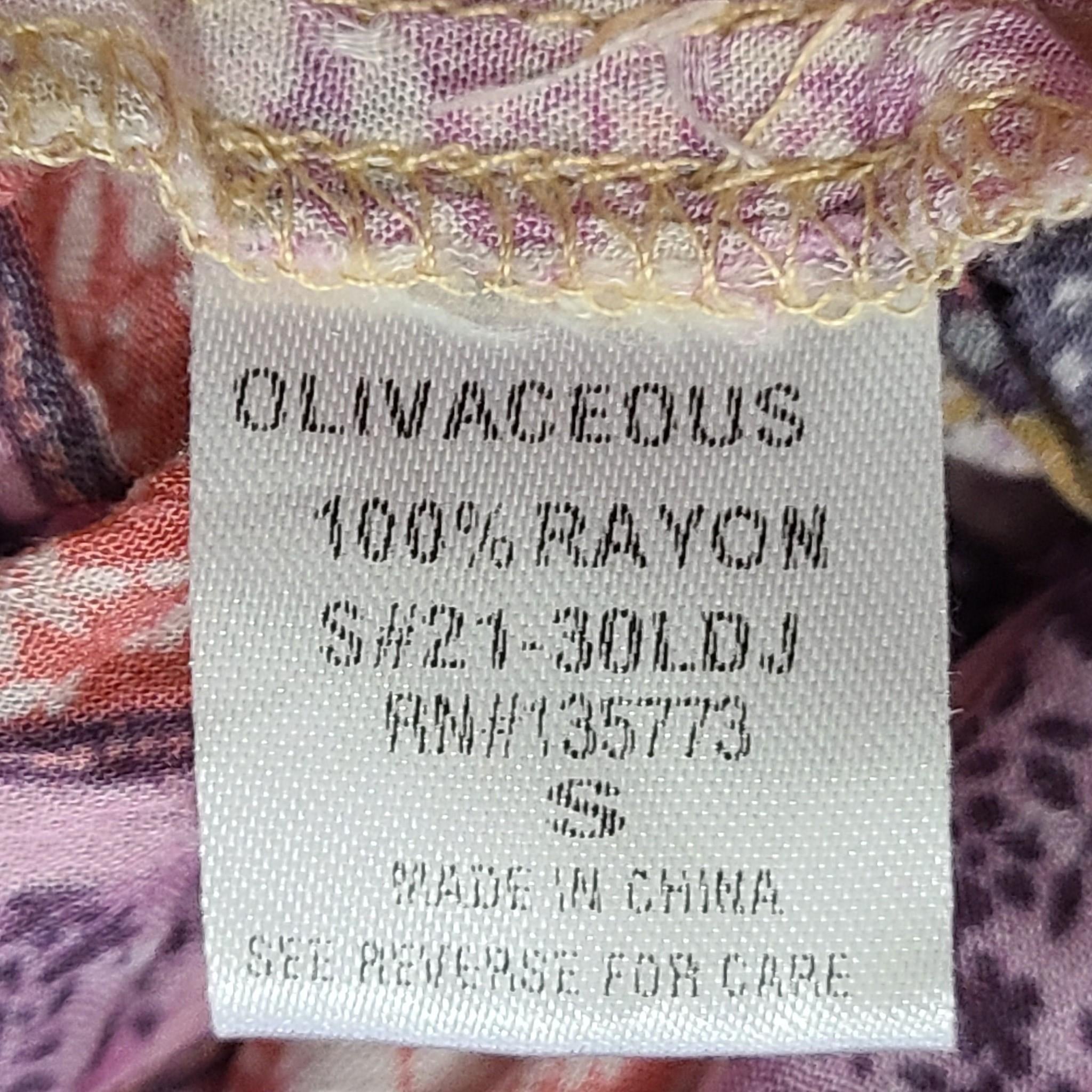 Olivaceous Women's Floral Medium Dress V-Neck Oversized Boho Multicolor Sz S