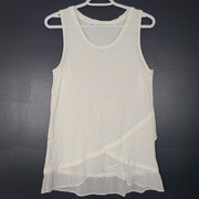 Desigual Women's Sabado Tank Top Layered Ruffles White Sz L