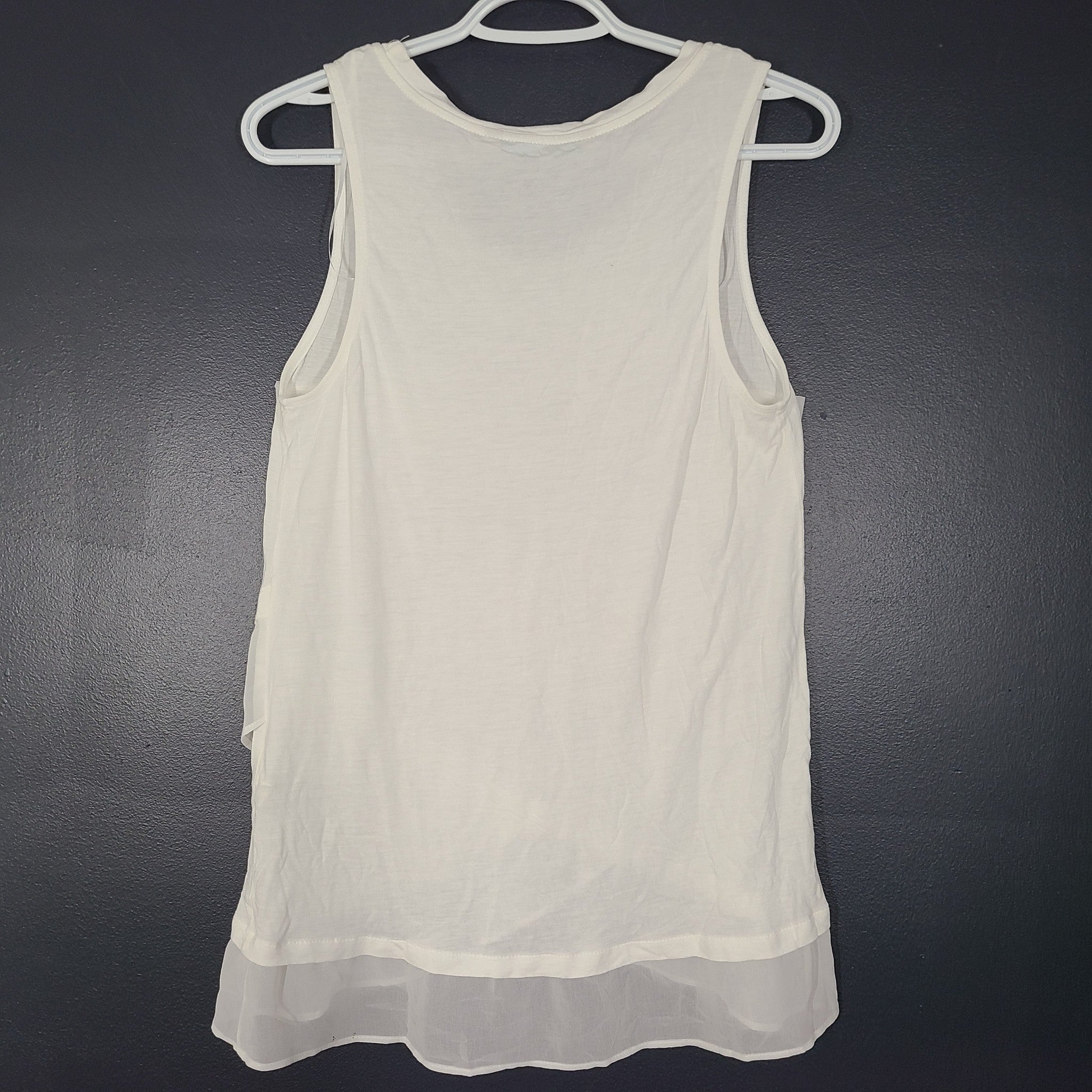 Desigual Women's Sabado Tank Top Layered Ruffles White Sz L