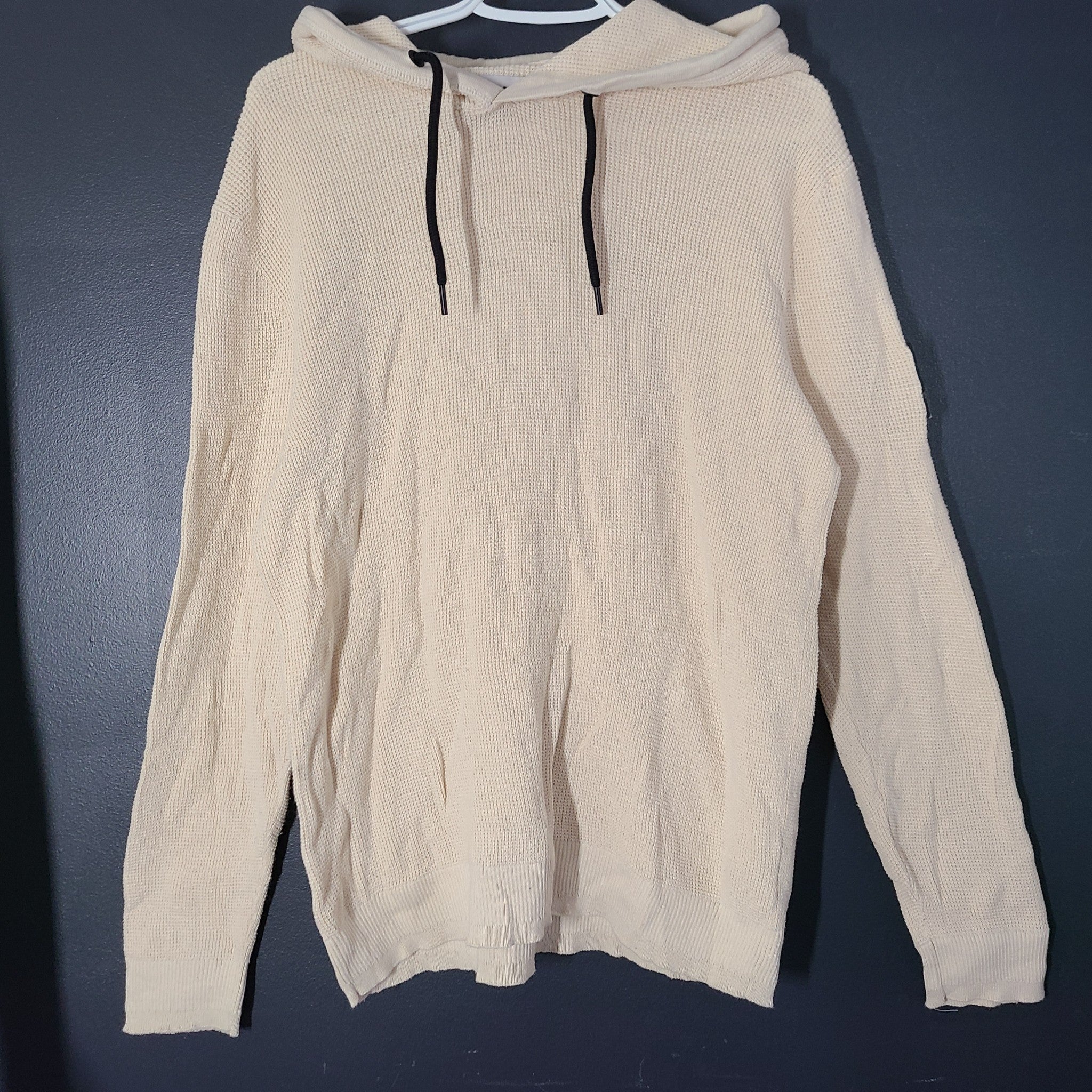 Jack & Jones Men's Classic Waffle Knit Hoodie Sweater Beige Sz XL