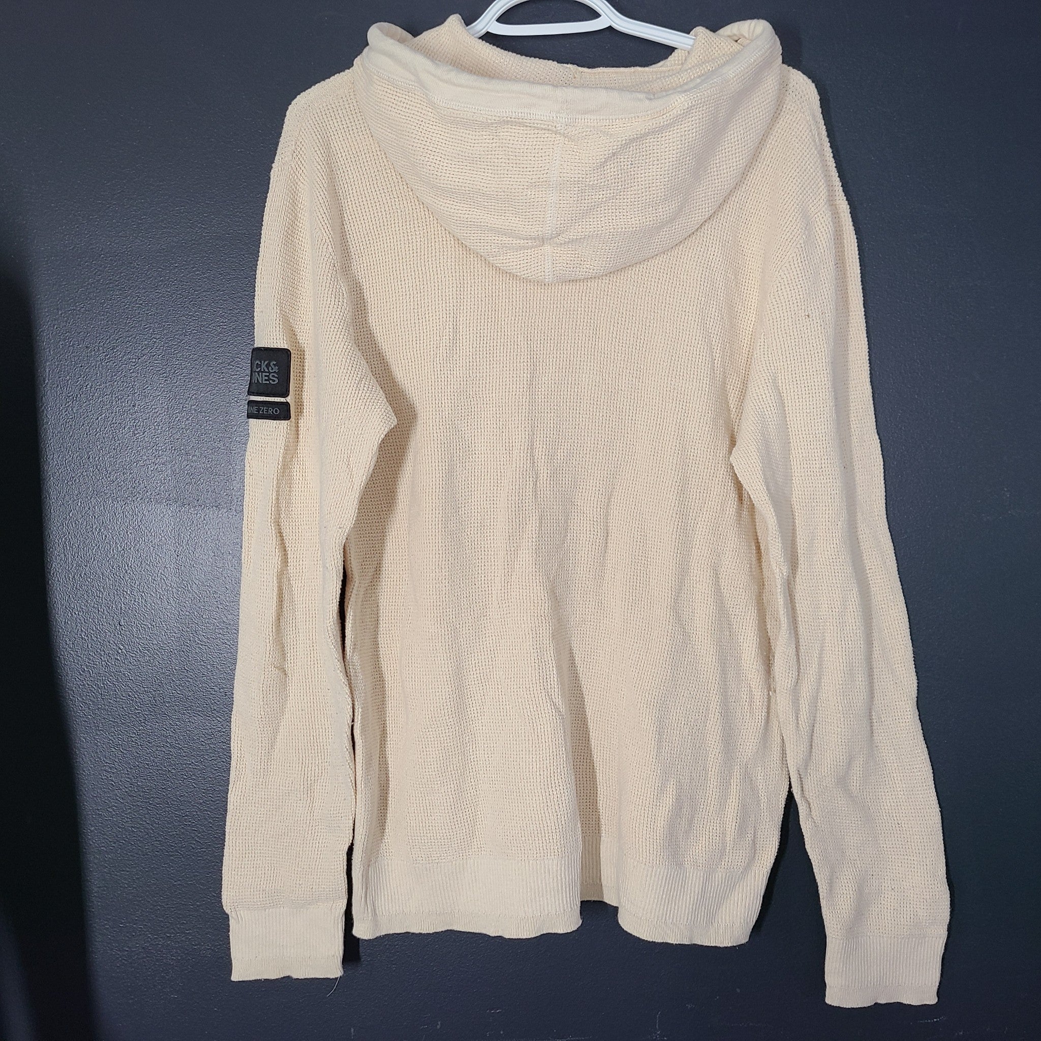 Jack & Jones Men's Classic Waffle Knit Hoodie Sweater Beige Sz XL