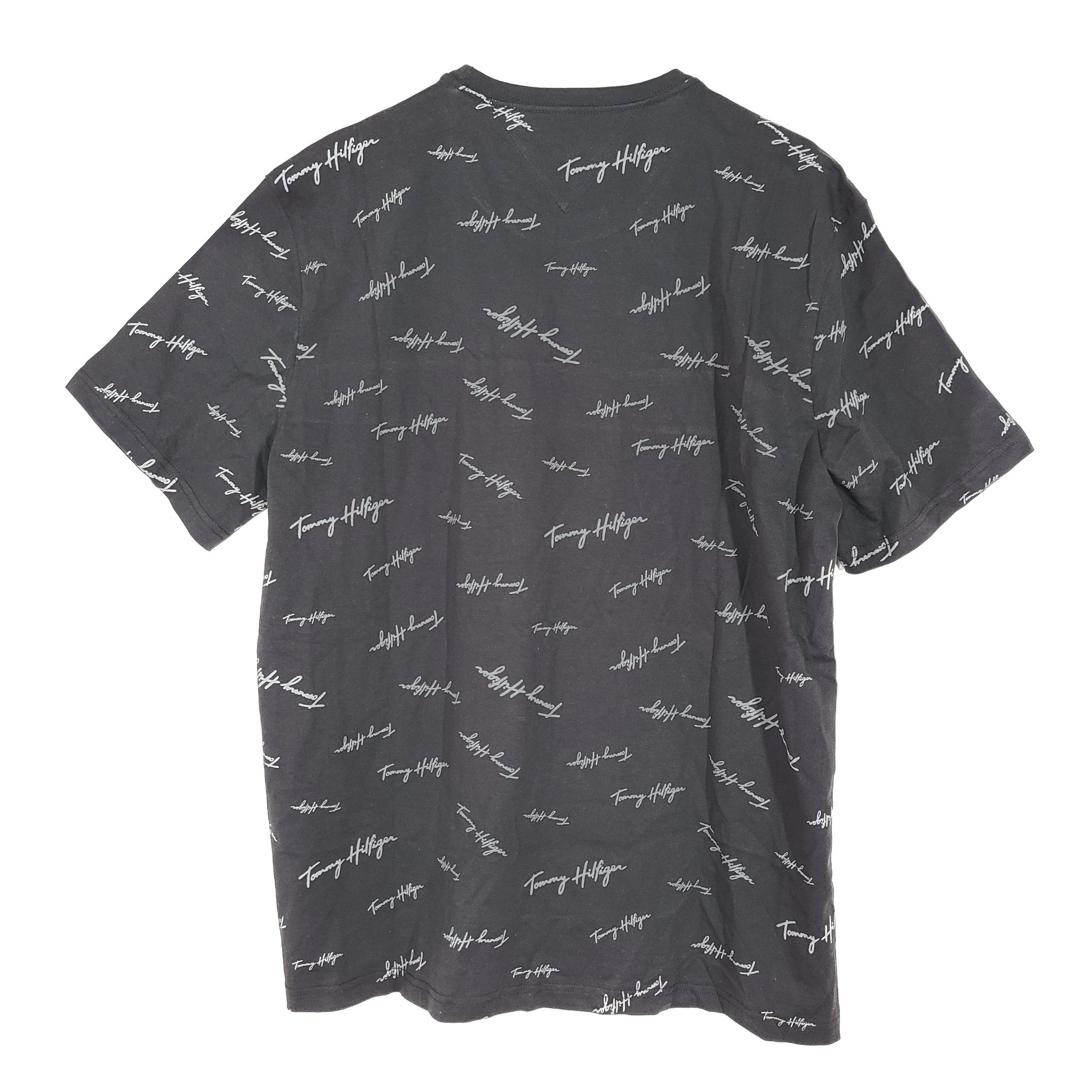 Tommy Hilfiger Men's Essential Script Logo Crewneck T-Shirt Cotton Black Sz XL