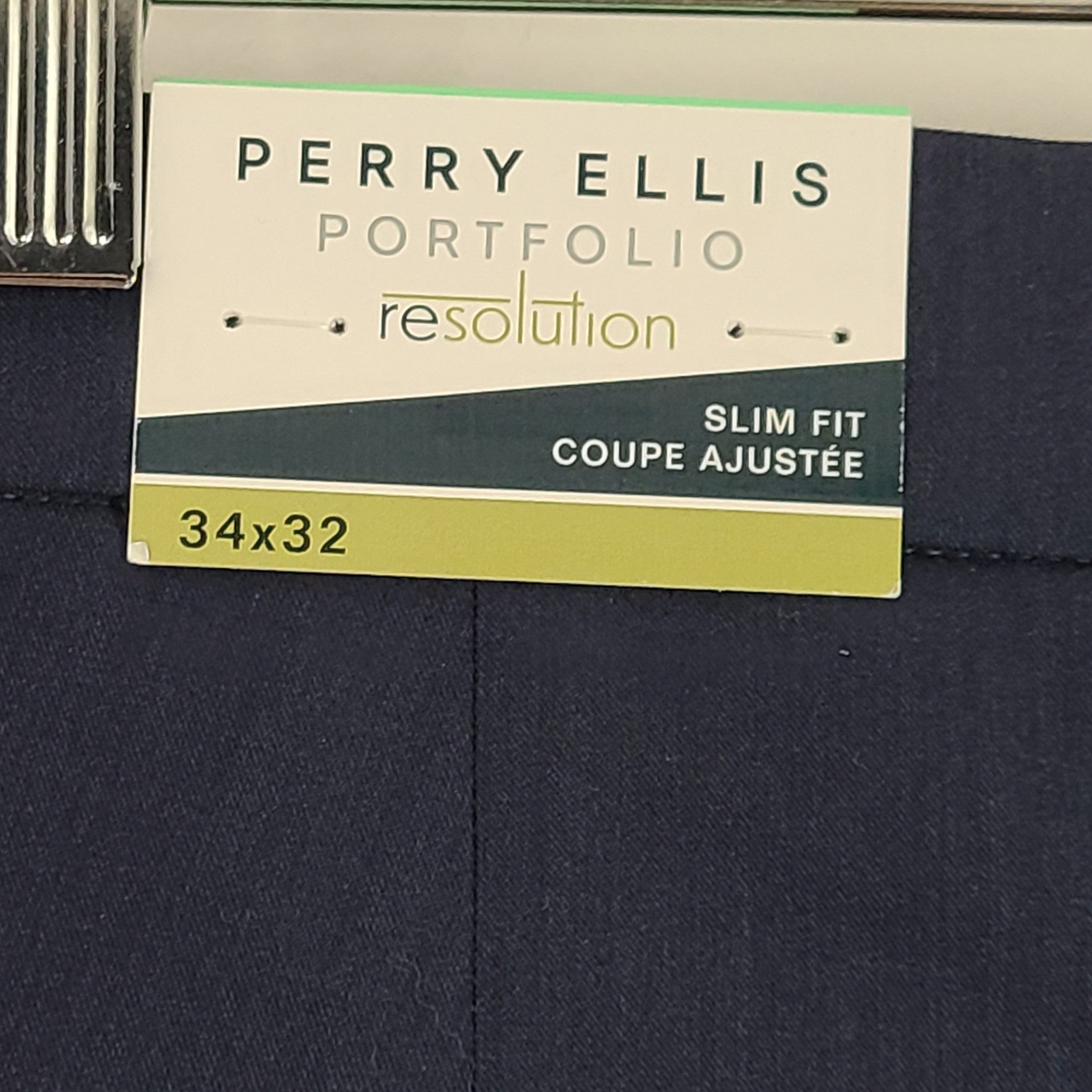 Perry Ellis Men's Portfolio Resolution Pants Stretch Slim Fit  Navy Blue 34x32