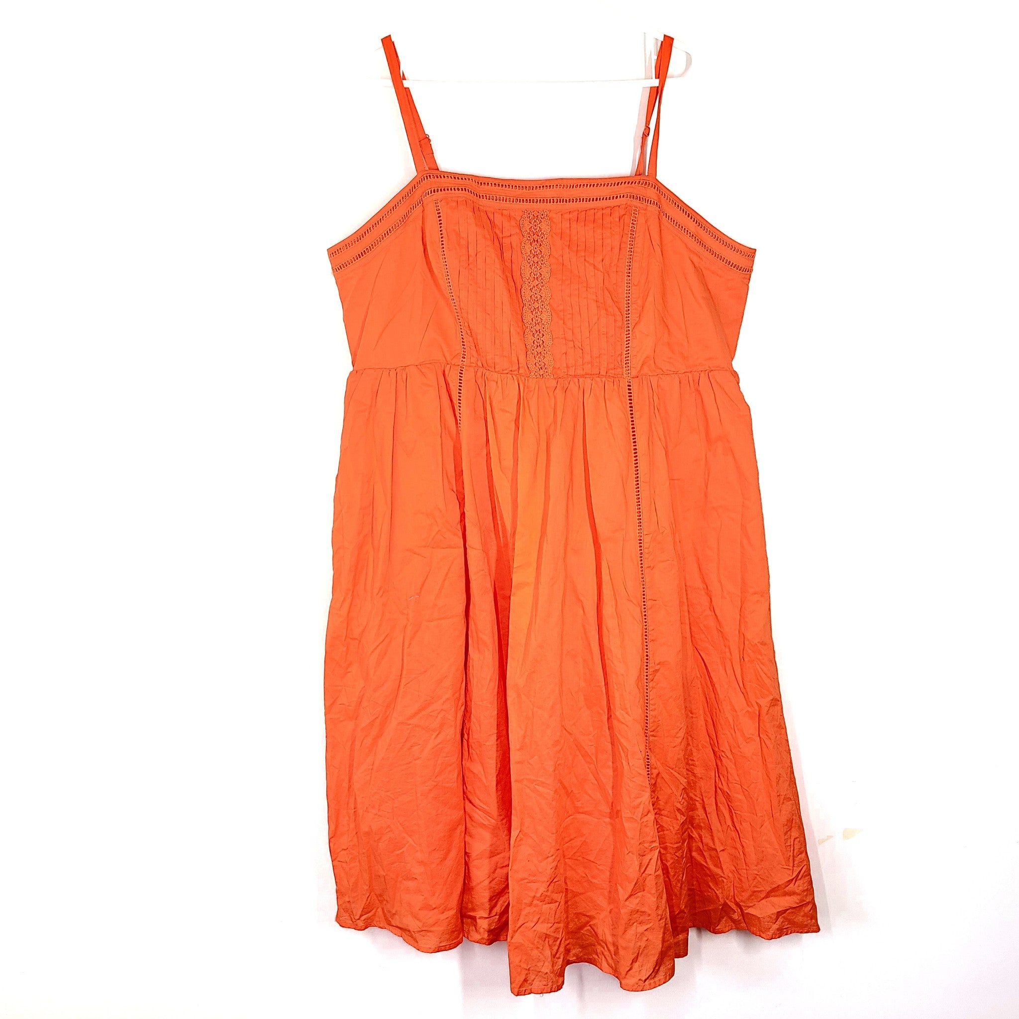 Torrid Midi Voile Pleated Bodice Sundress Sleeveless Nasturtium Orange 2XL