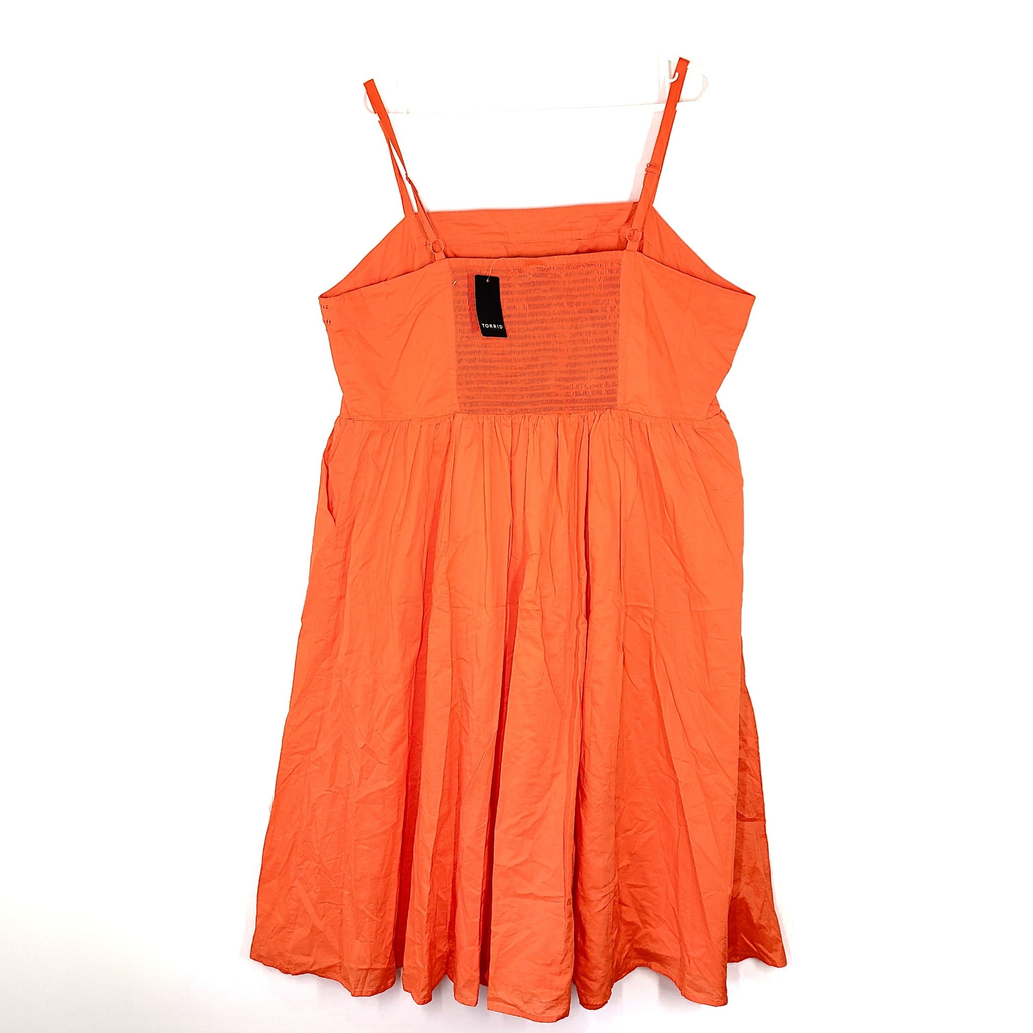 Torrid Midi Voile Pleated Bodice Sundress Sleeveless Nasturtium Orange 2XL