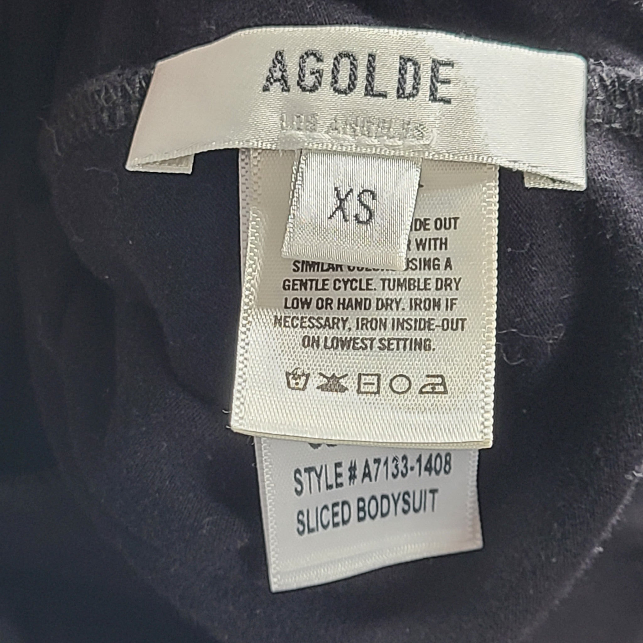 Agolde Women's Sliced One-Shoulder Bodysuit Stretch Casual Black Sz XS