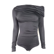 Agolde Women's Kira Bodysuit Stretch Casual Cold Shoulder Black Sz XS