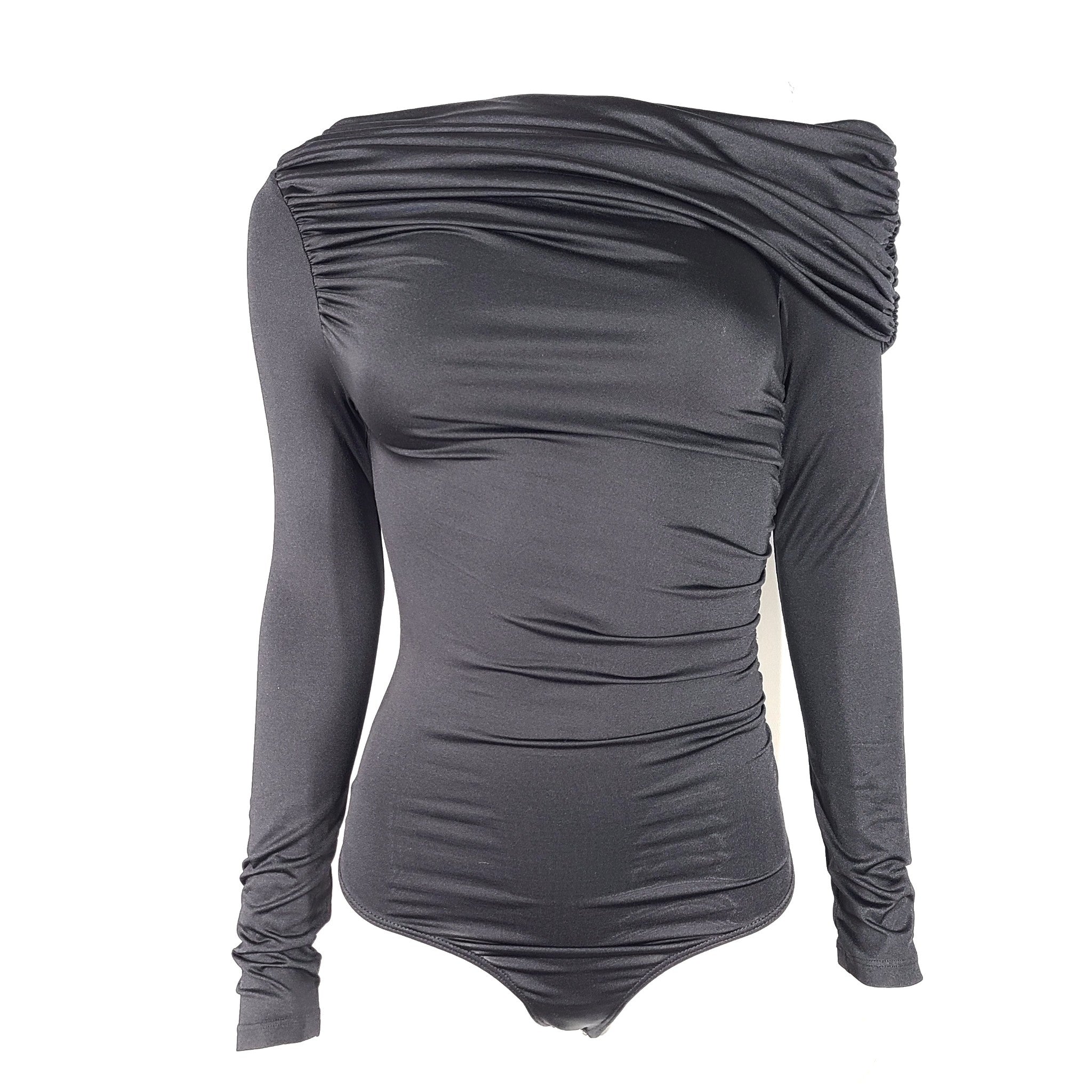 Agolde Women's Kira Bodysuit Stretch Casual Cold Shoulder Black Sz XS