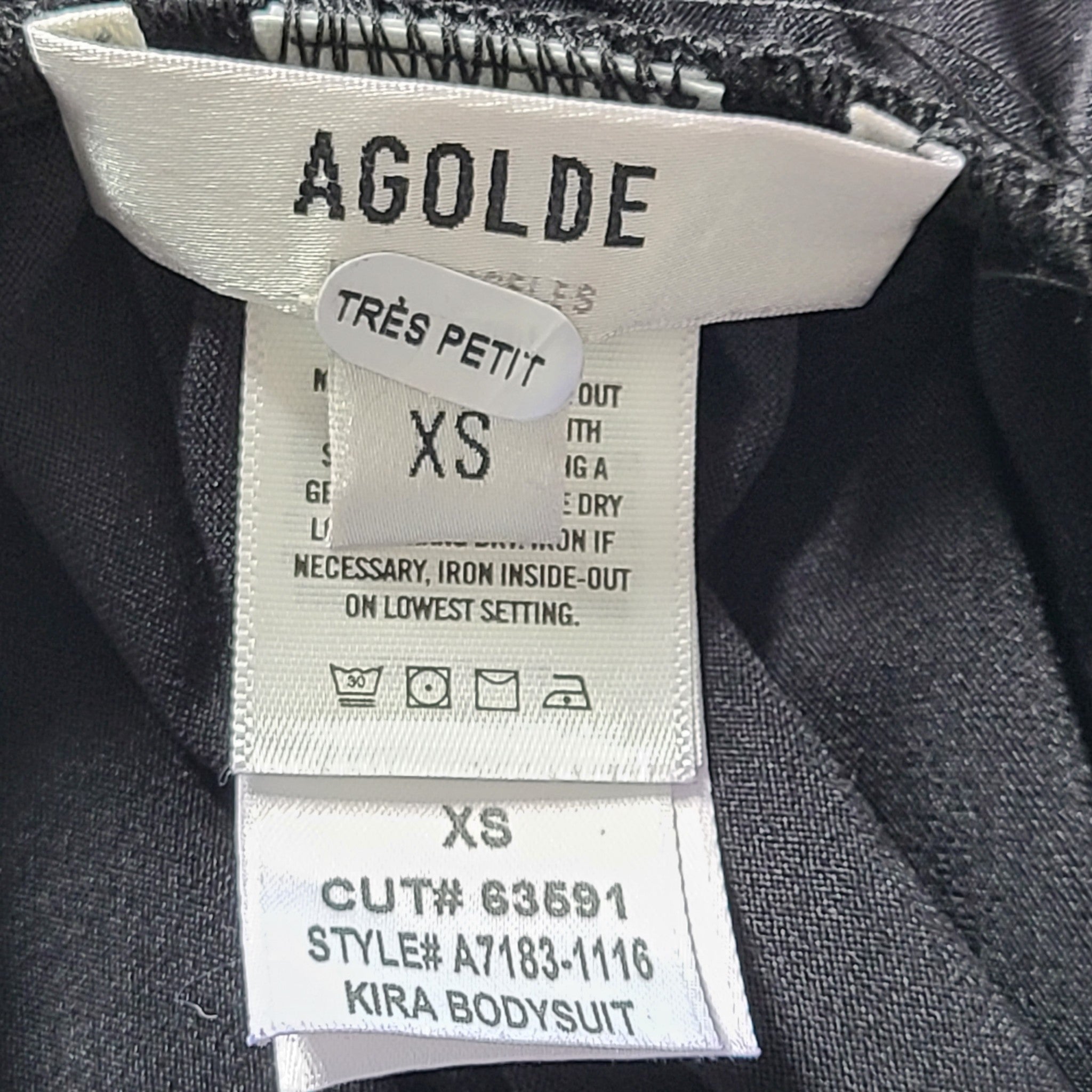 Agolde Women's Kira Bodysuit Stretch Casual Cold Shoulder Black Sz XS