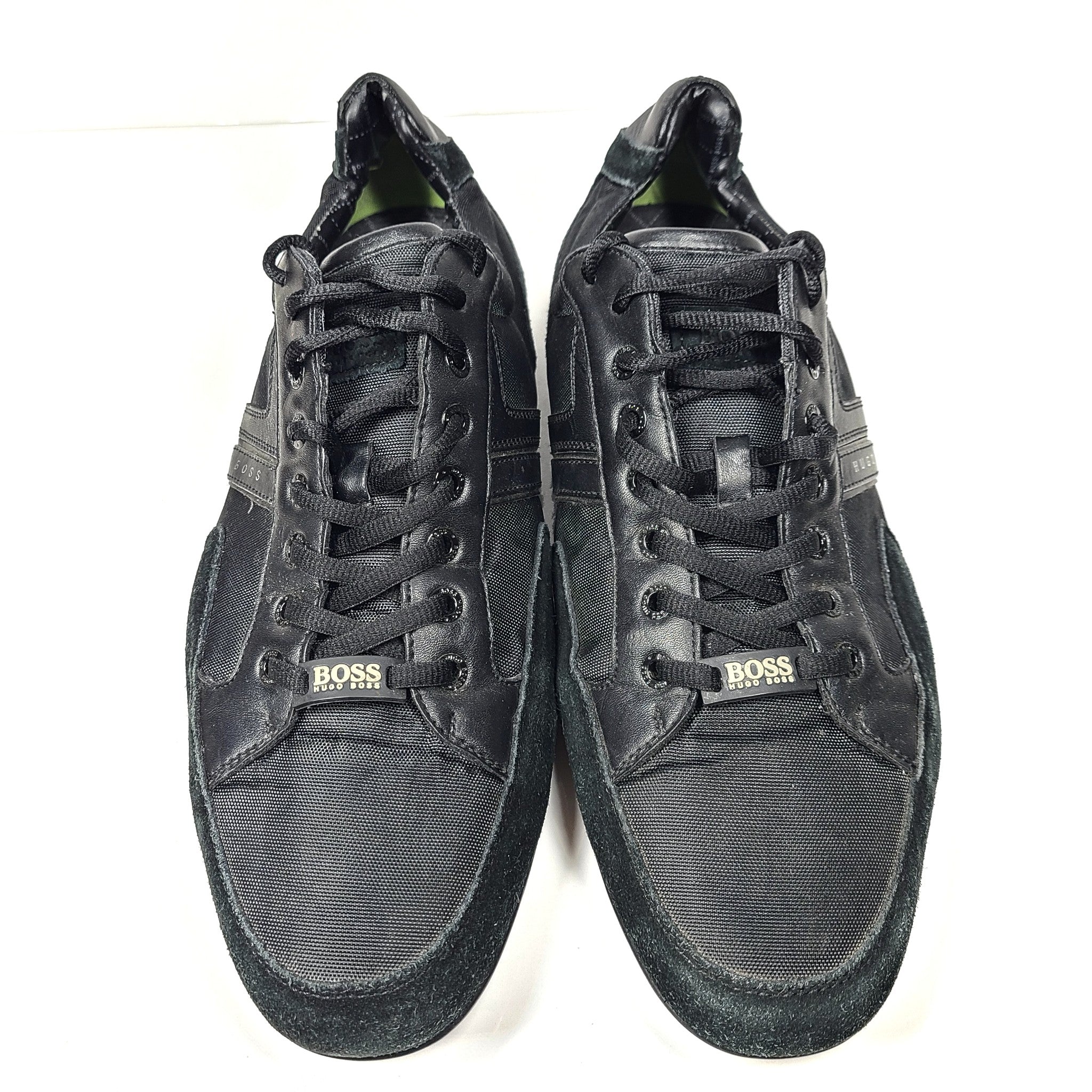 Hugo Boss Green Men's Spacit Low Top Sneakers Casual Leather Black US 13