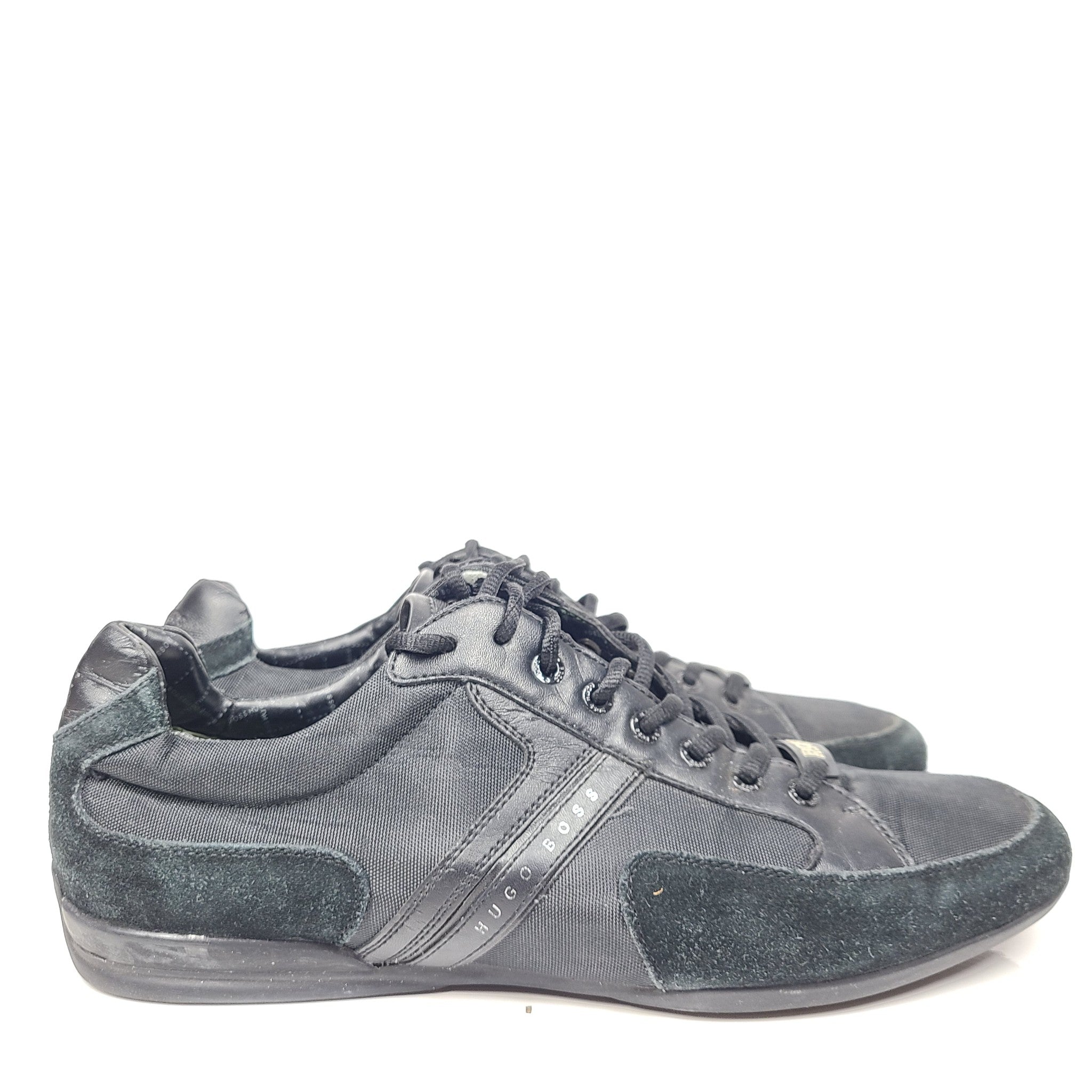 Hugo Boss Green Men's Spacit Low Top Sneakers Casual Leather Black US 13