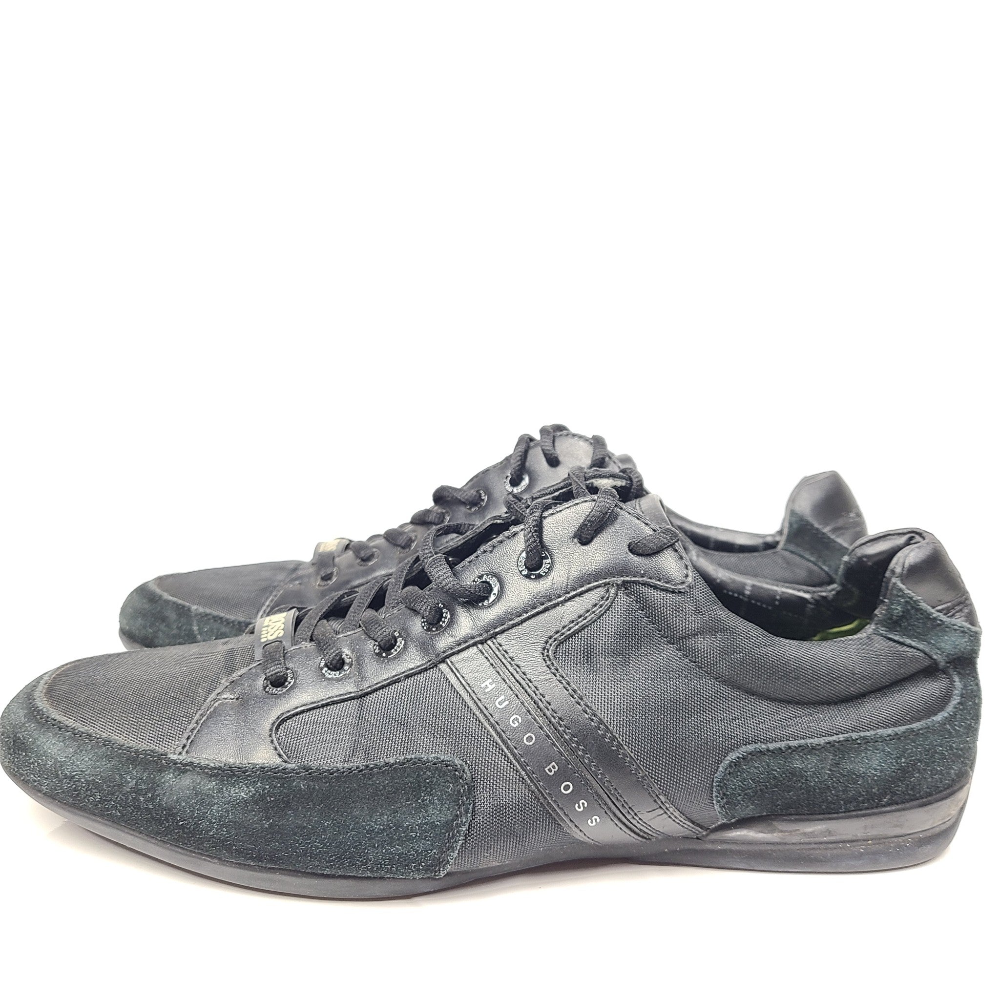 Hugo Boss Green Men's Spacit Low Top Sneakers Casual Leather Black US 13