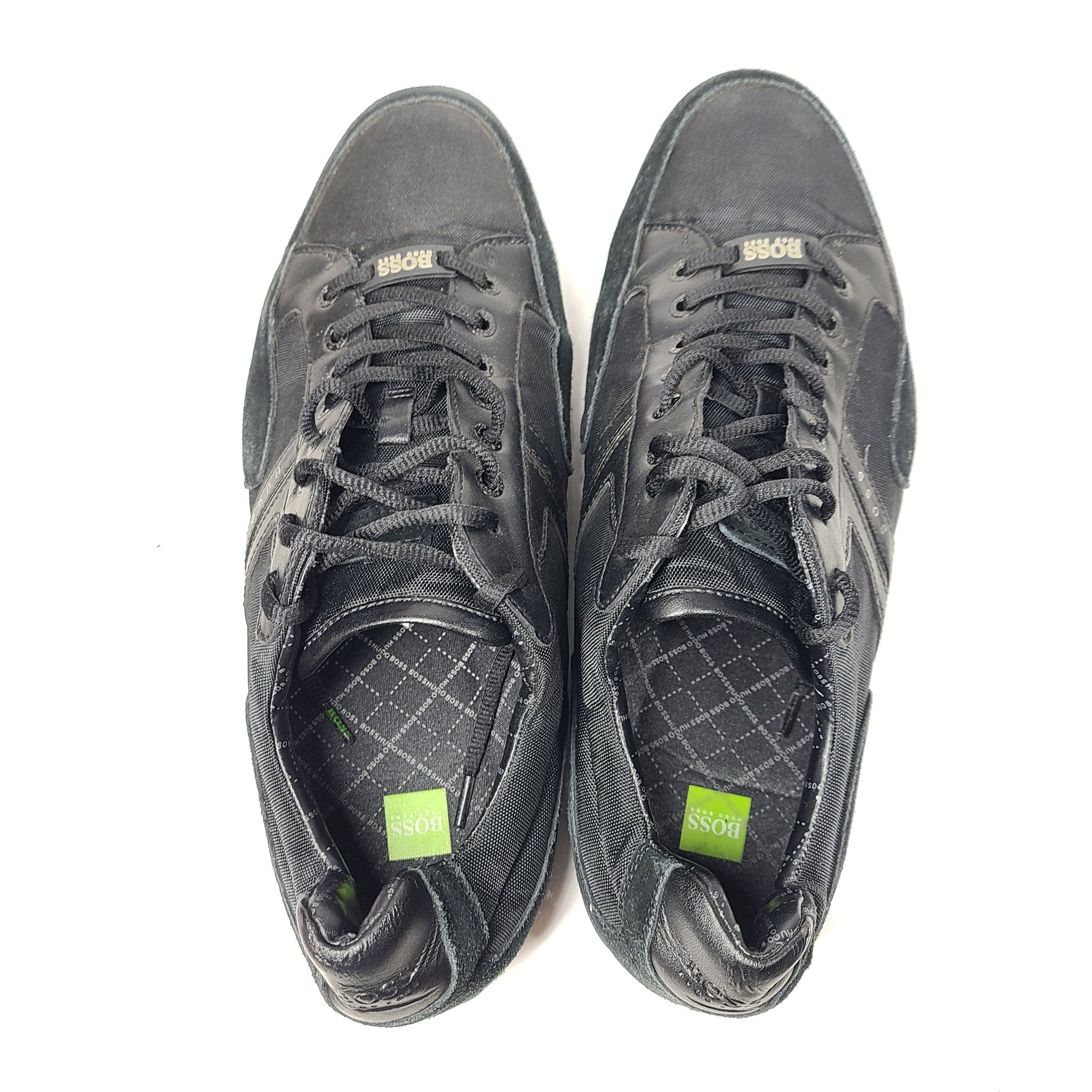 Hugo Boss Green Men's Spacit Low Top Sneakers Casual Leather Black US 13