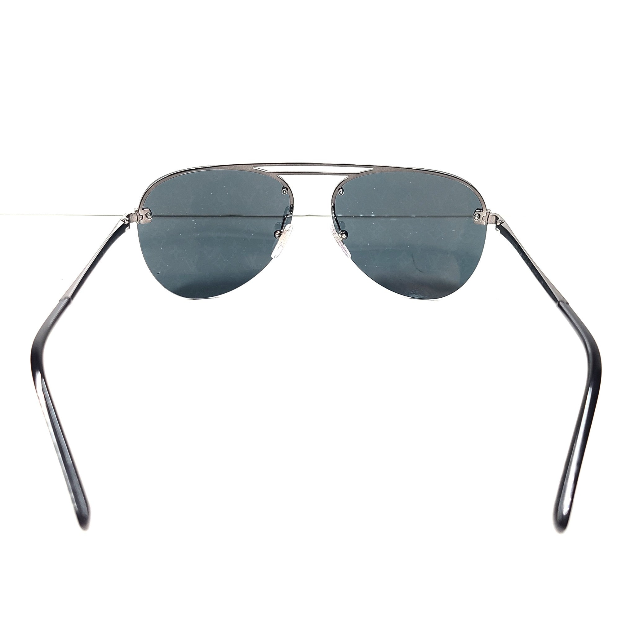 Louis Vuitton Men's Clockwise Sunglasses Dark Gun Monogram Z1019E Aviator NEW