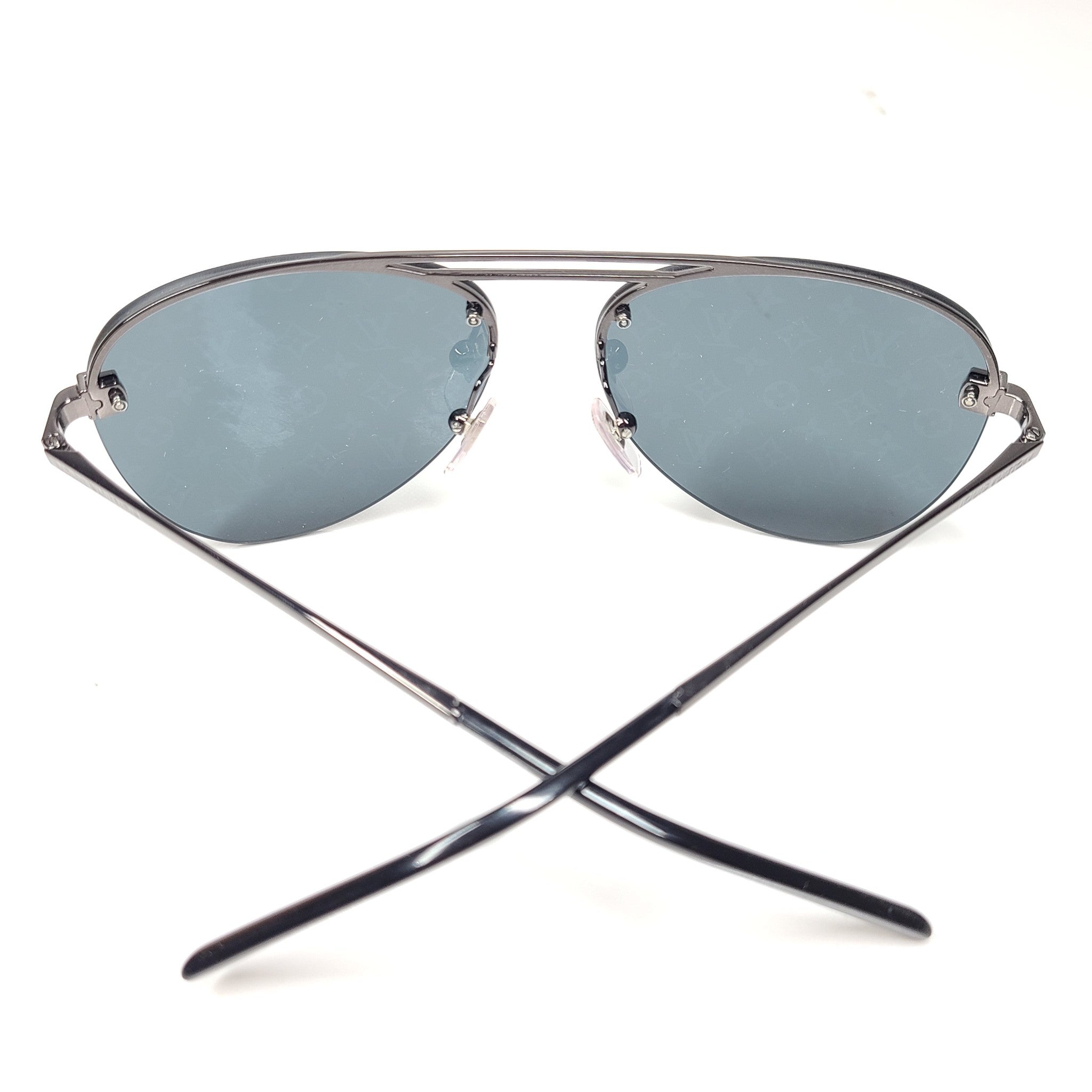 Louis Vuitton Men's Clockwise Sunglasses Dark Gun Monogram Z1019E Aviator NEW