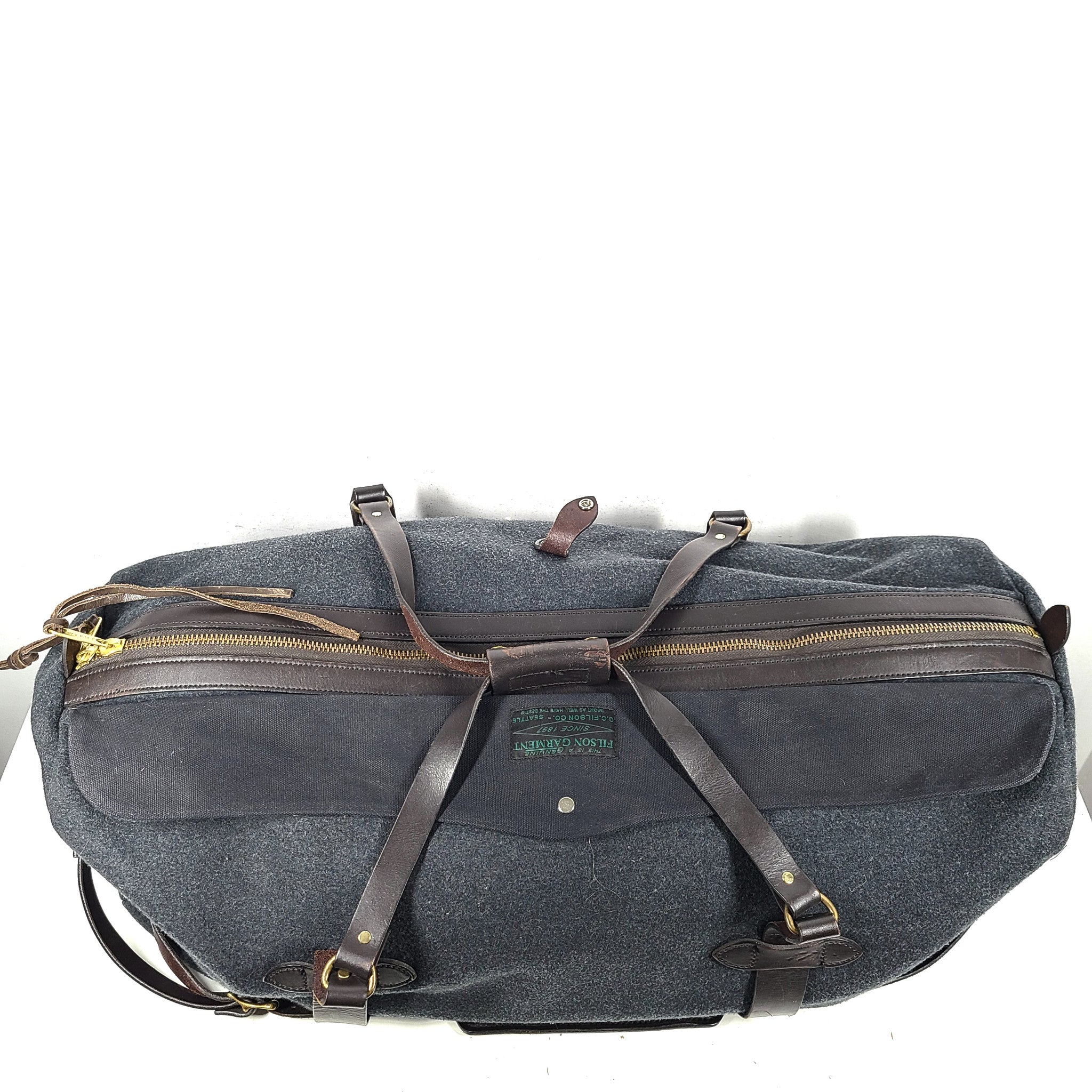 Vintage Filson Large Mackinaw Wool Duffle Bag SUPER RARE Charcoal Gray