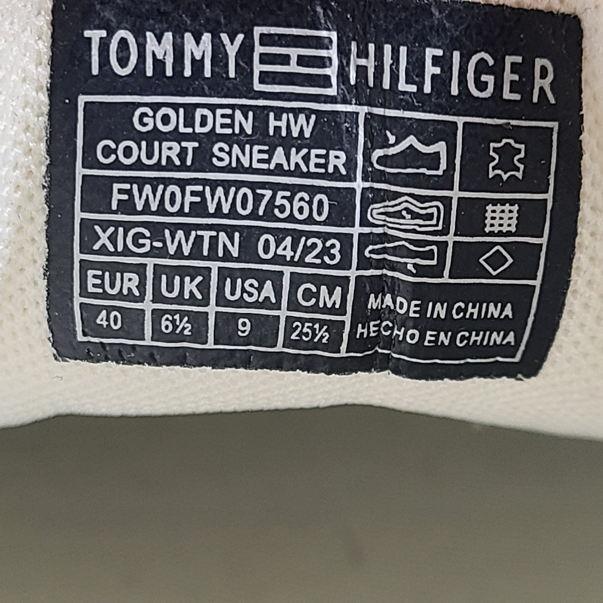 Tommy Hilfiger Women's Golden HW Court Sneakers Leather White Sz 9