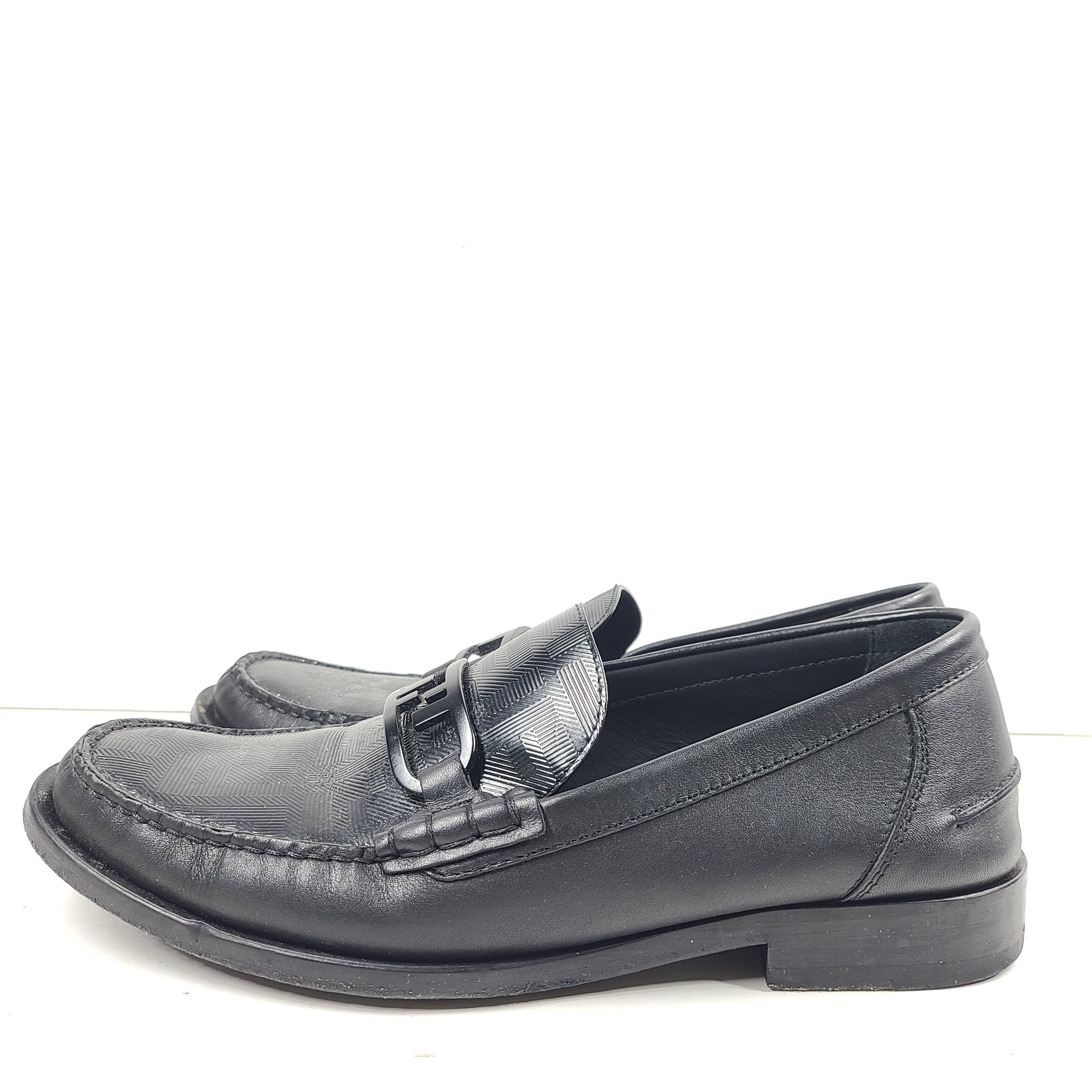 Fendi Men's O'Lock Loafers Leather FF Embossed Casual Shoes Black Sz 8