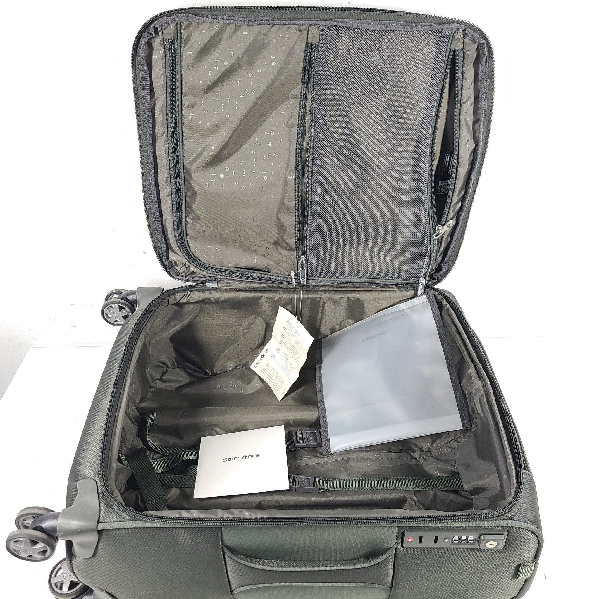 Samsonite 21" D'Lite Spinner Carry On Cabin Soft Shell Luggage TSA Lock Green
