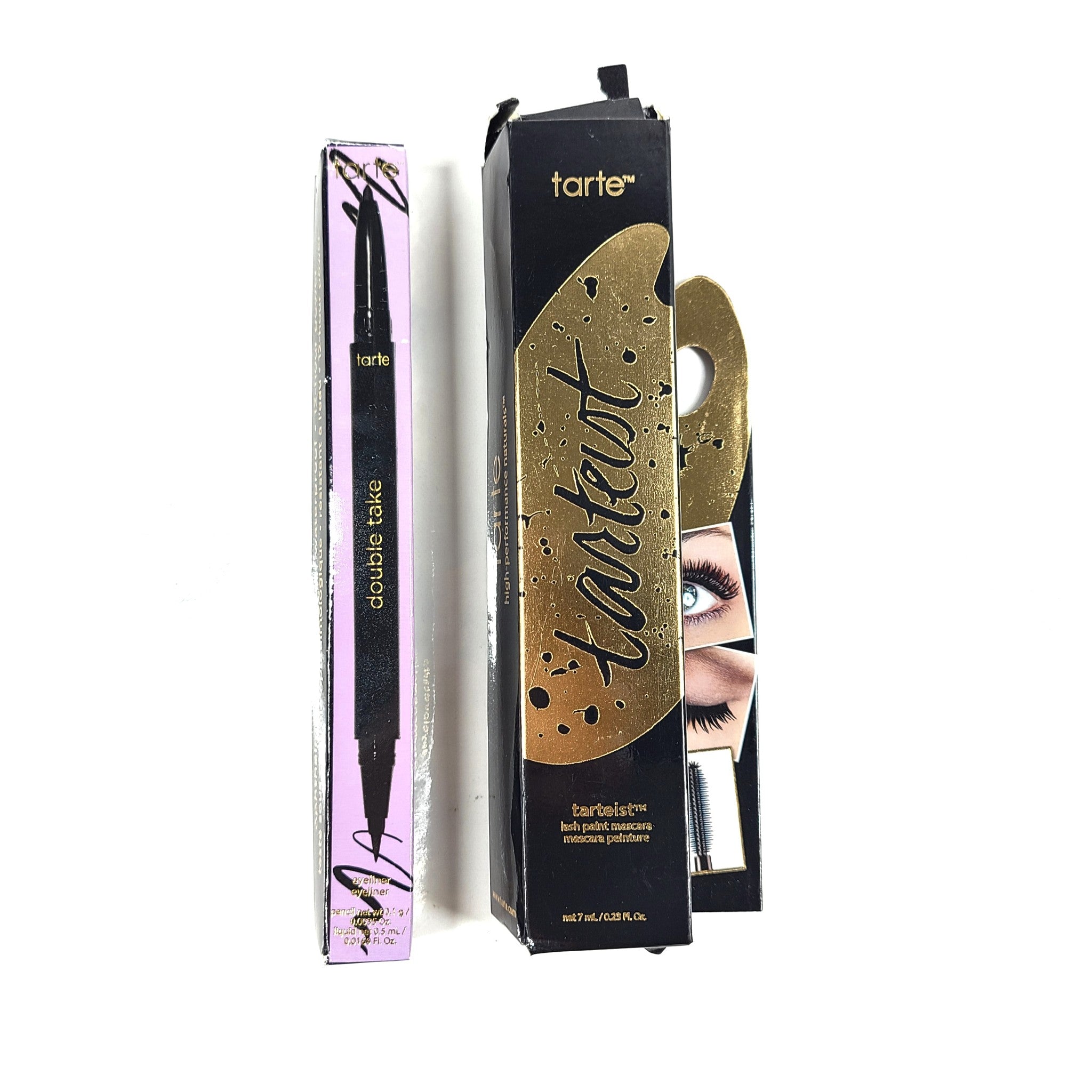 2 Pc Set Tarte Lash Paint Mascara + Double Take Eyeliner Black Full Size