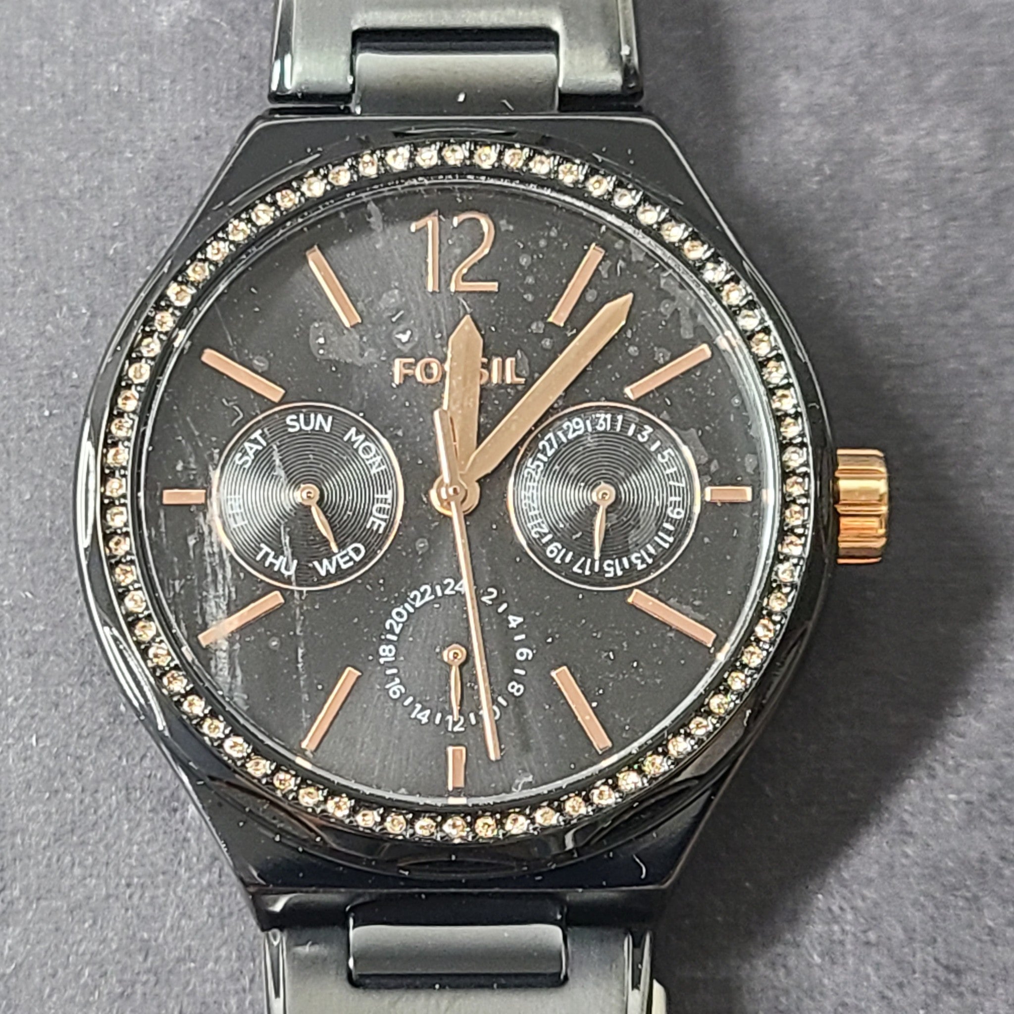 Fossil His and Her Multifunction Black Stainless Steel Watch Set BQ2645SET