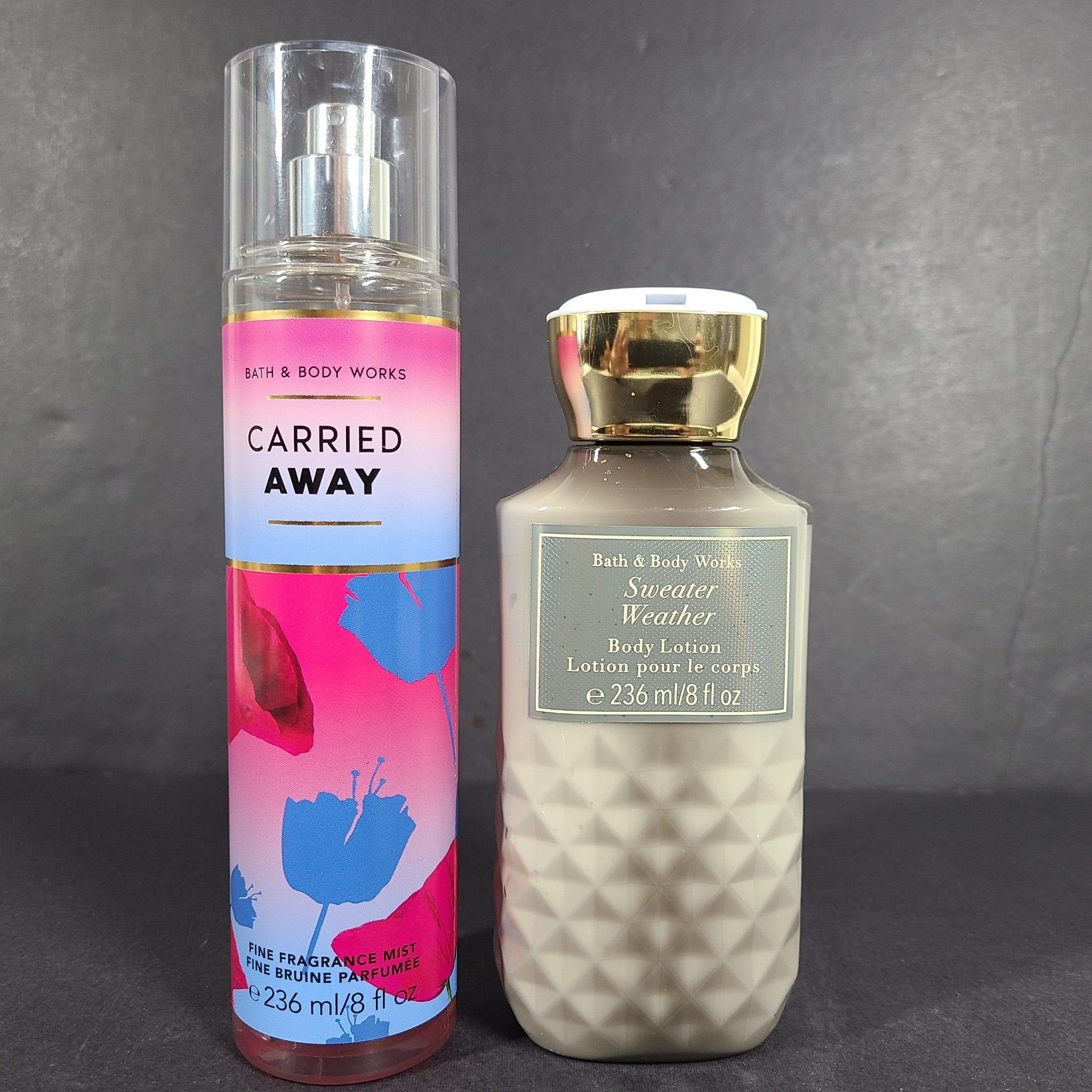 2 Pc Bath & Body Works Sweater Weather Body Lotion + Carried Away Fragrance Mist