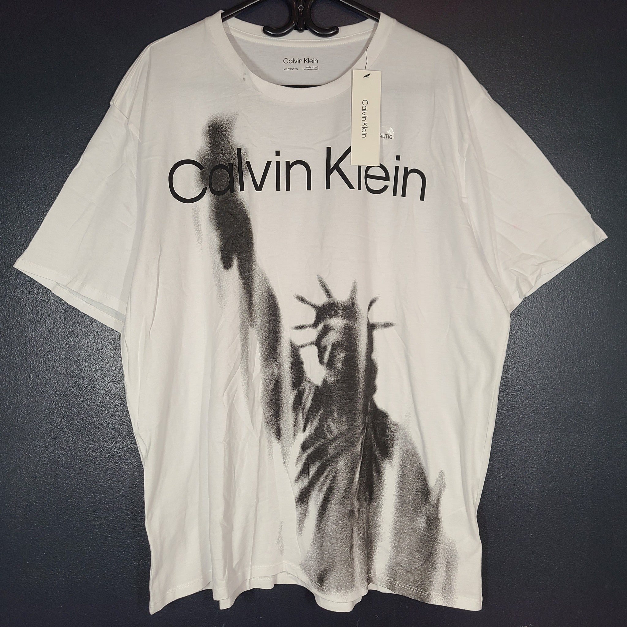 Calvin Klein Men's Statue of Liberty Crew Neck T-Shirt Cotton White Sz XXL NWT