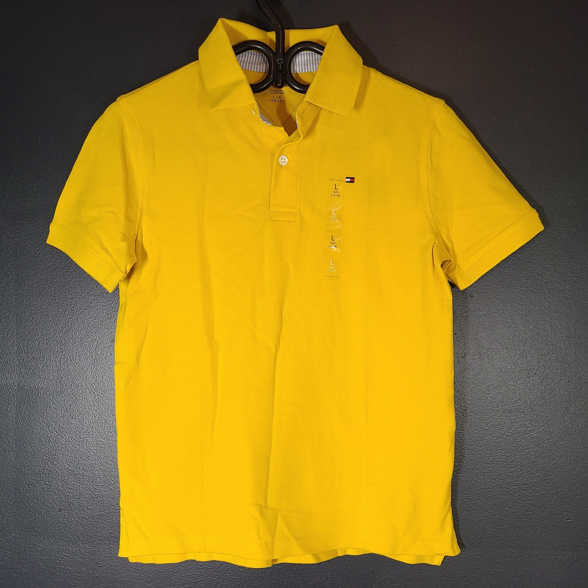 Tommy Hilfiger Teen Youth Polo Shirt Regular Fit Cotton Yellow 71J280 L (12-14)