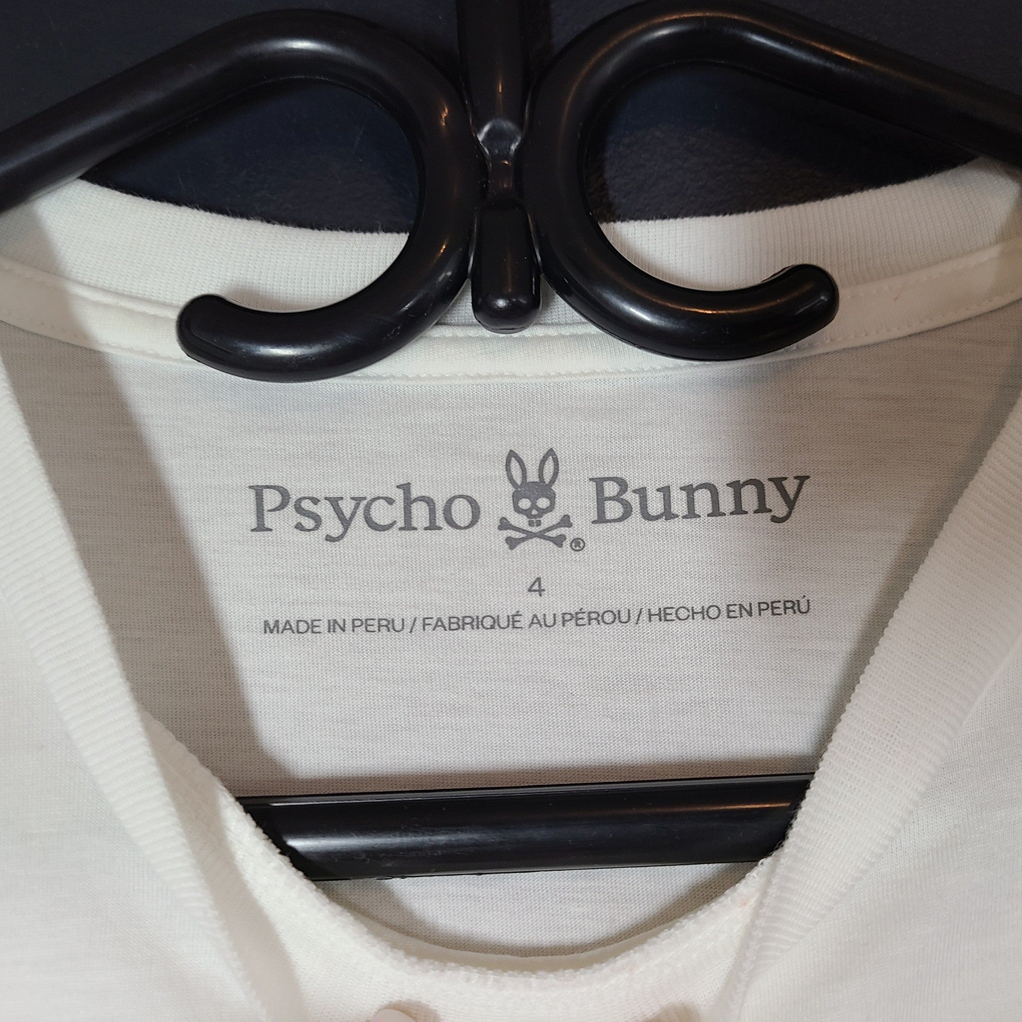 Psycho Bunny Men's Classic Crew Neck Tee Cotton T-Shirt White Sz 4/ S