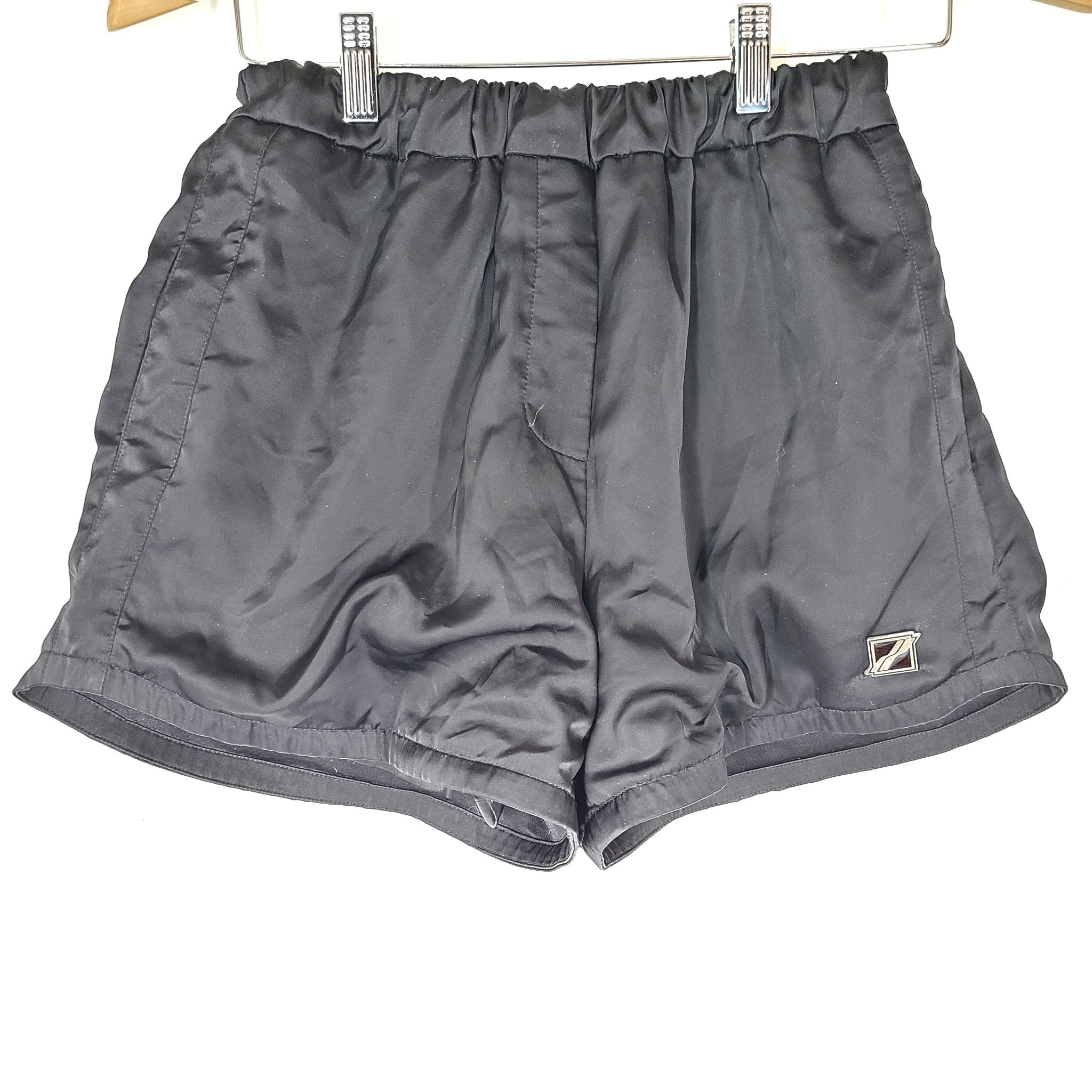 We11done Women's High Waisted Puff Sweat Shorts Satin Black Sz S