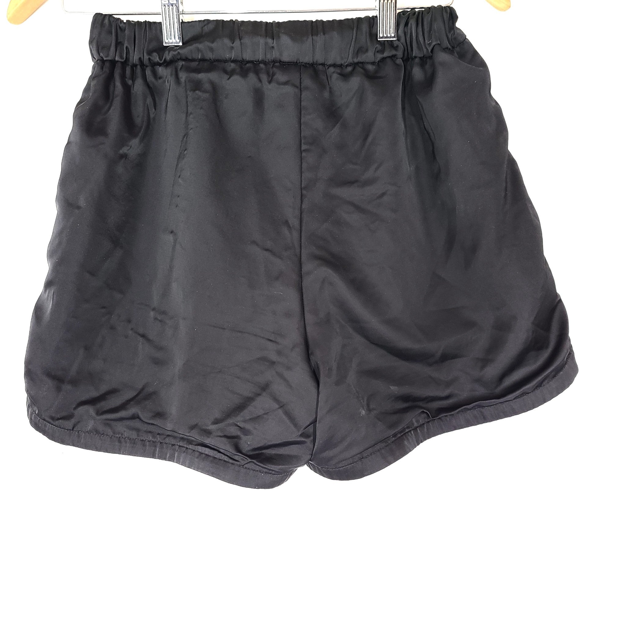 We11done Women's High Waisted Puff Sweat Shorts Satin Black Sz S