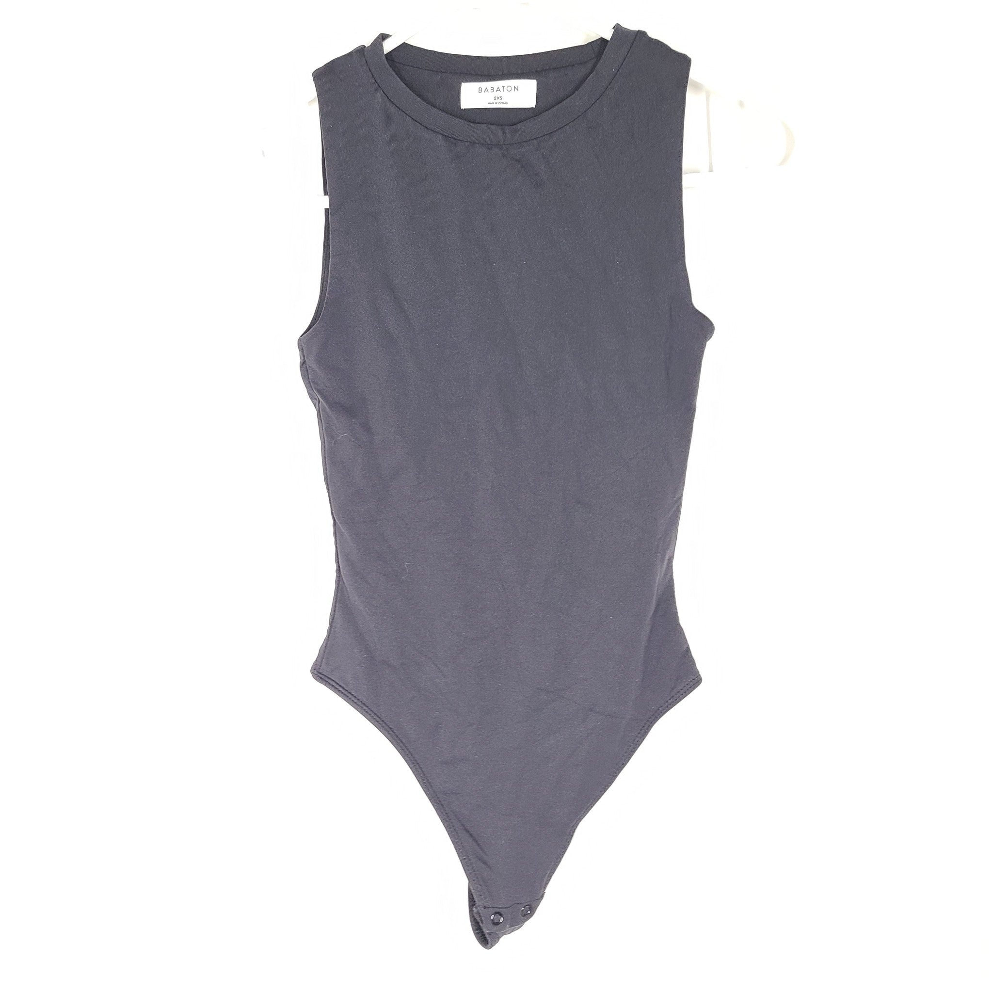 Aritzia Babaton Women's Contour Crew Bodysuit Sleeveless Crewneck Black Sz 2XS
