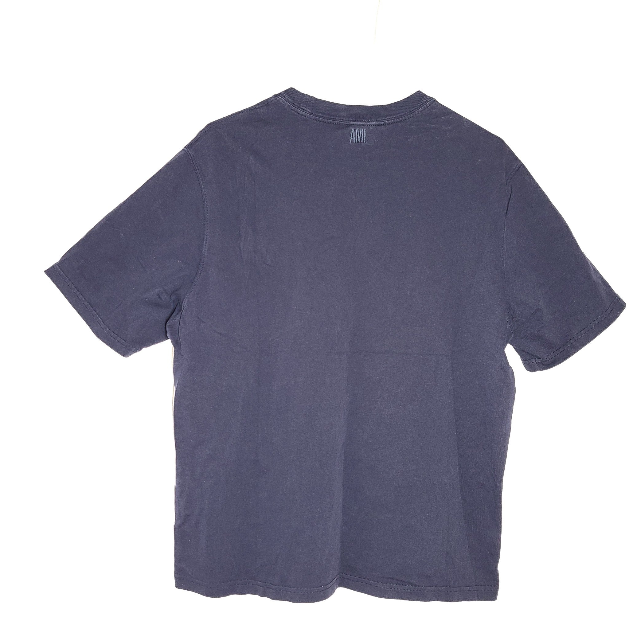 AMI Alexandre Mattiussi Men's T-Shirt Oversized Embroidered Heart Navy Blue S