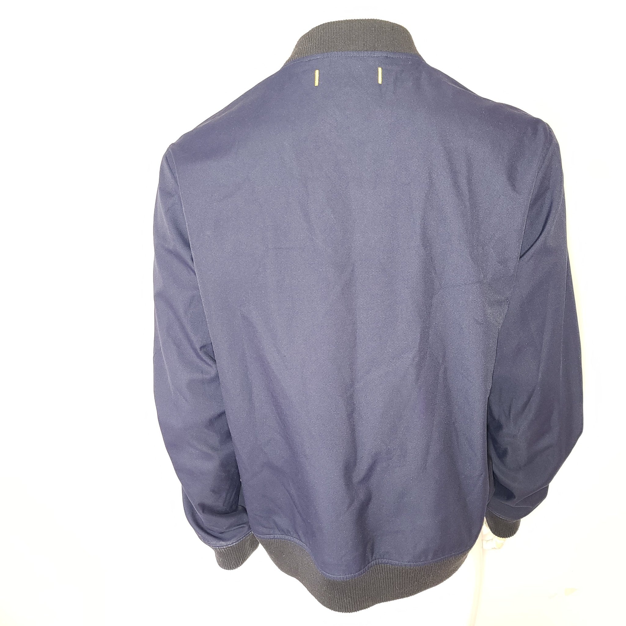 Roamers & Seekers Men's Ground 1 Jacket Bomber Ribbed Hem Cuffs Navy Blue Sz XL