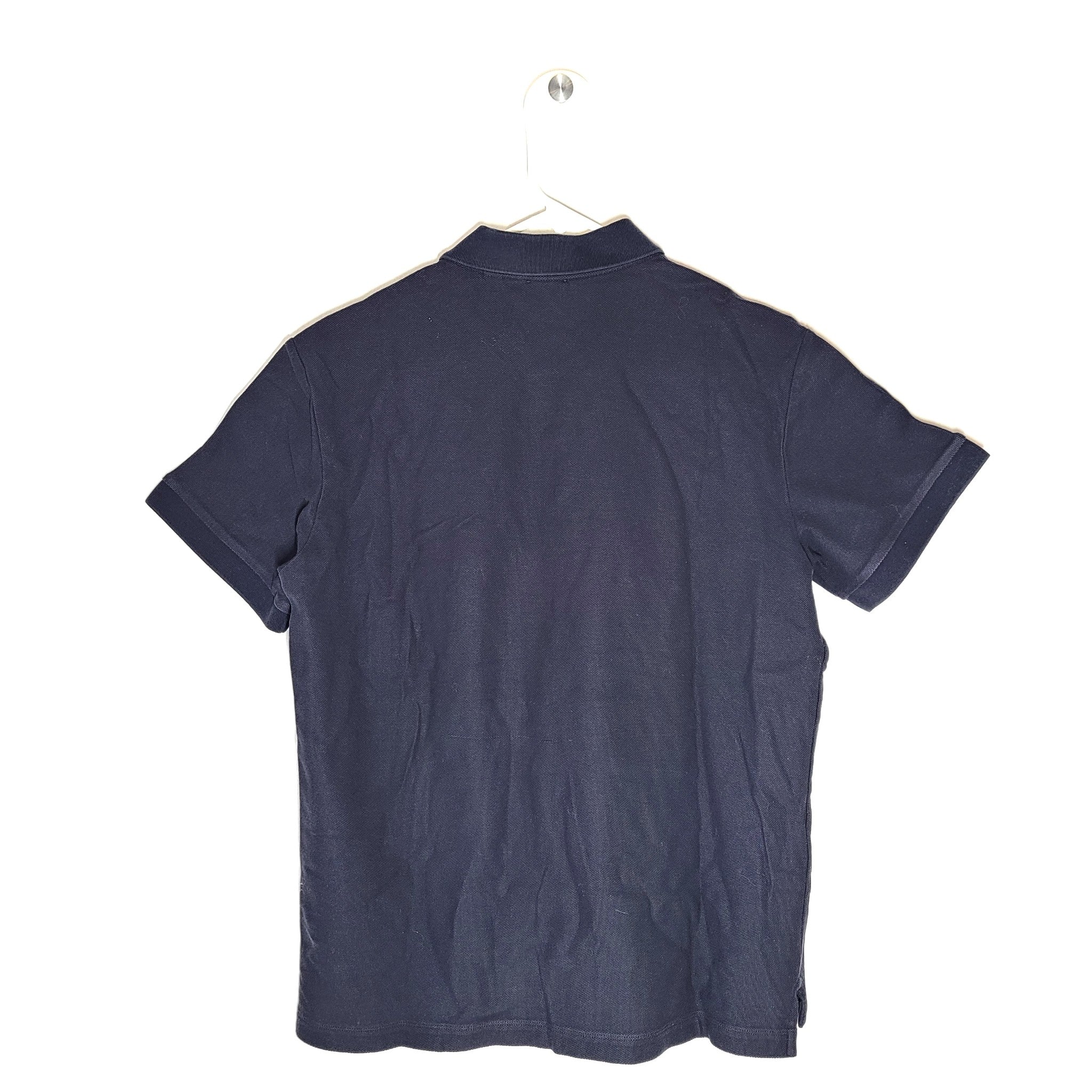 New Burberry Men’s Letter Graphic Polo Shirt Pique Cotton Navy Blue L