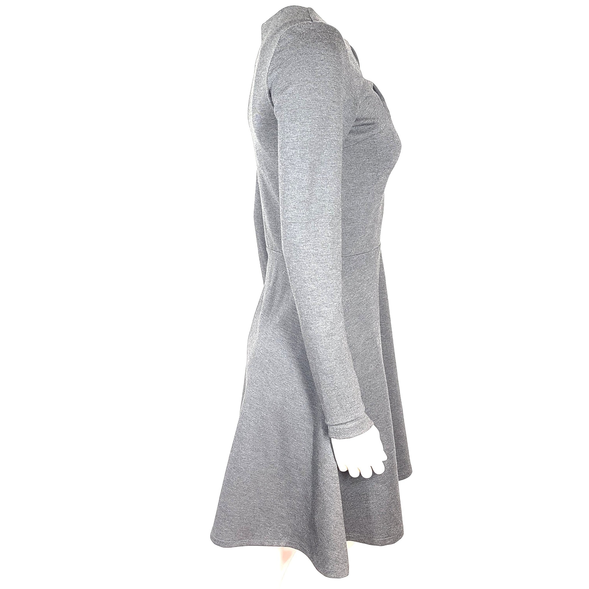 Marilyne Baril Ethical Fashion Long Sleeve Dress Twist Neckline Gray M