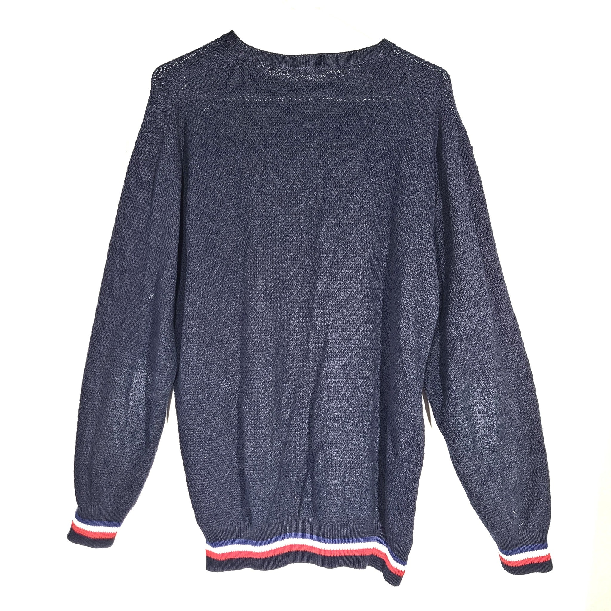 Serge Blanco Men's Knit Sweater Lightweight Crew Neck Pullover Navy Blue Sz 2XL
