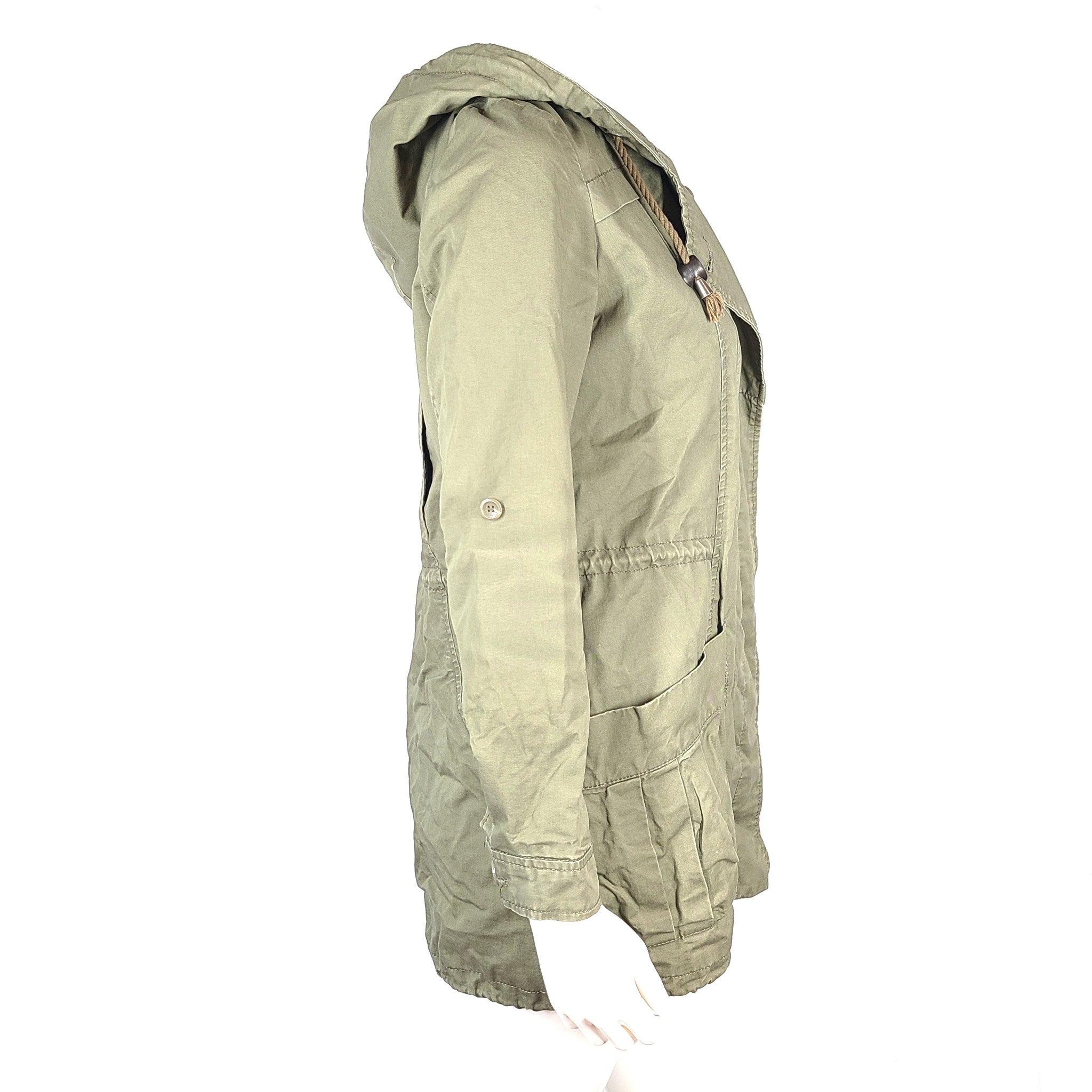 La Chapelle Sport Women's Hooded Light Jacket Olive Green Sz 36 (S)