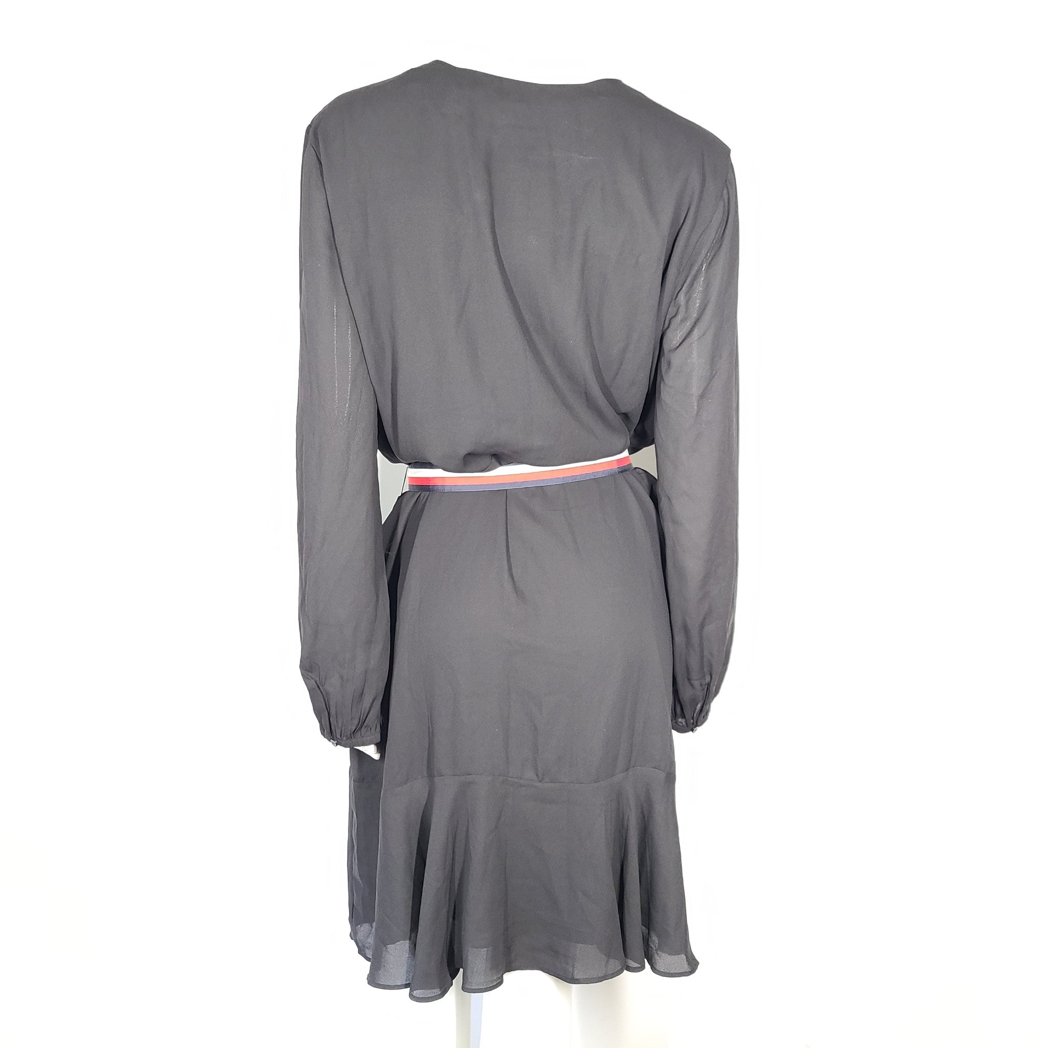 Tommy Hilfiger Women's Dress Long Sleeve Belted Chiffon Navy Blue 76J2080 Sz XXL