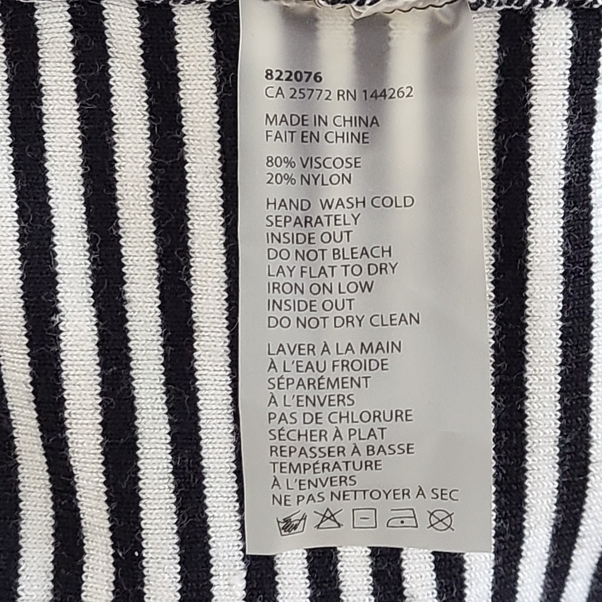 Dex Bodycon Knit Dress Sleeveless Striped Knee Length Black and White Size L