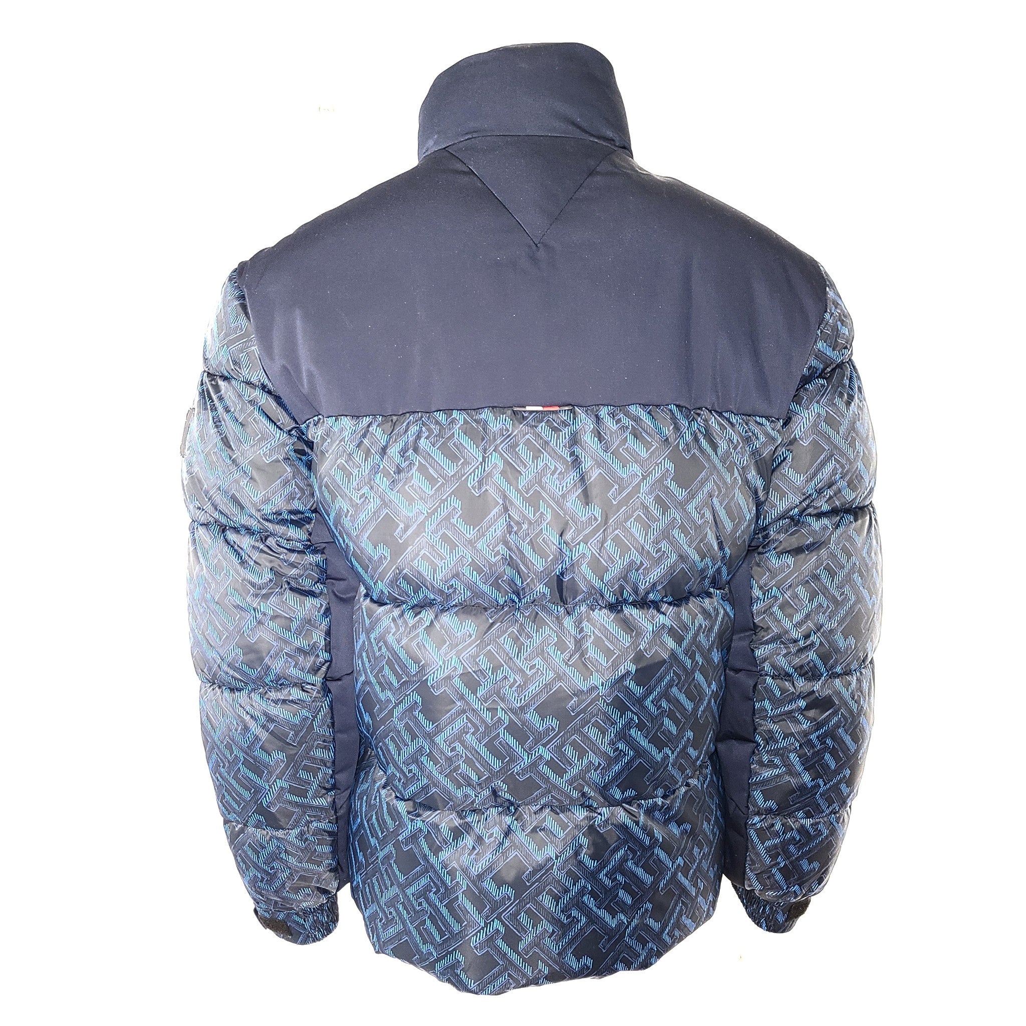 Tommy Hilfiger Men's Warm New York Monogram Print Puffer Jacket Coat Navy Blue S