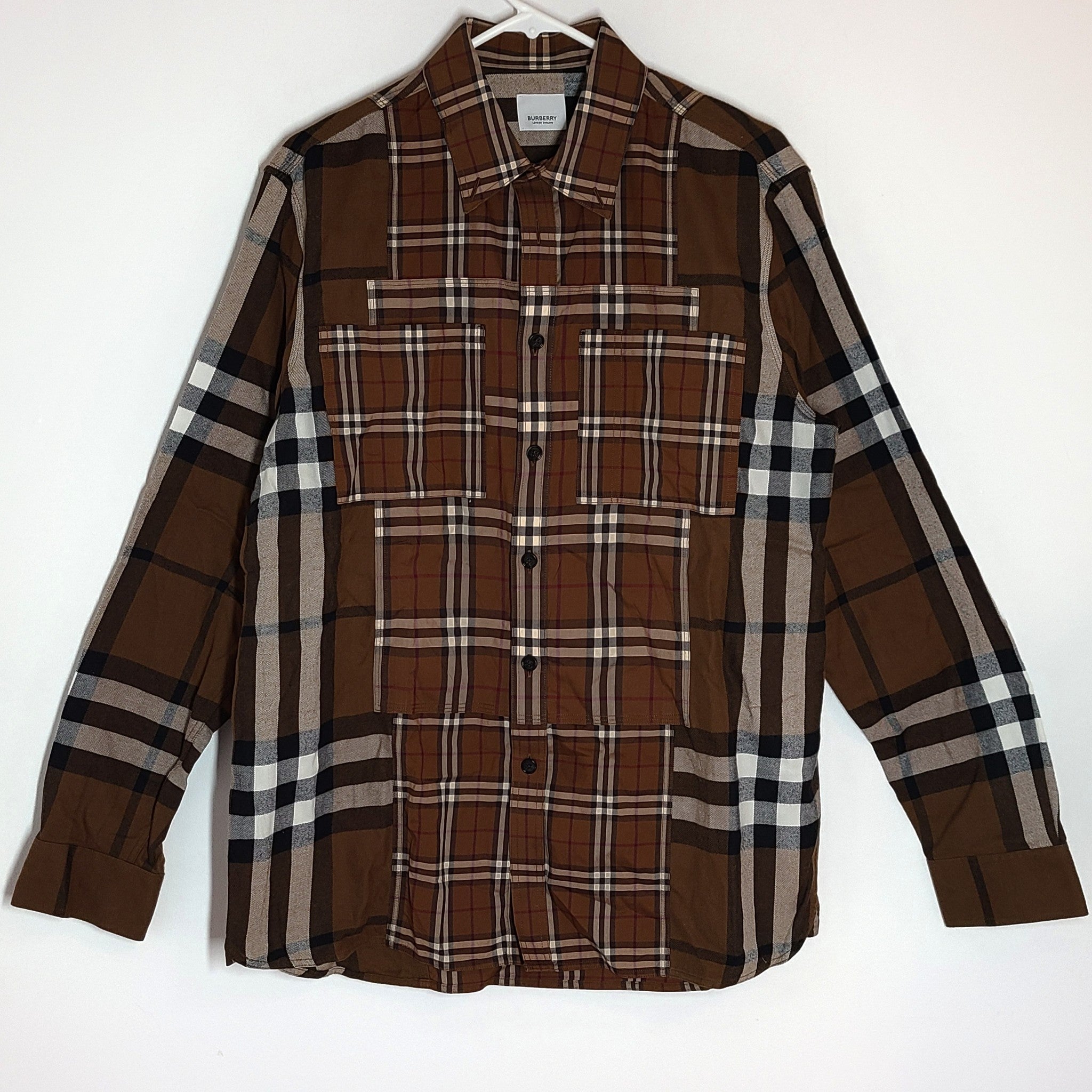 Burberry Men's Toft Check Shirt Tartan Poplin Flannel Brown Sz M RARE