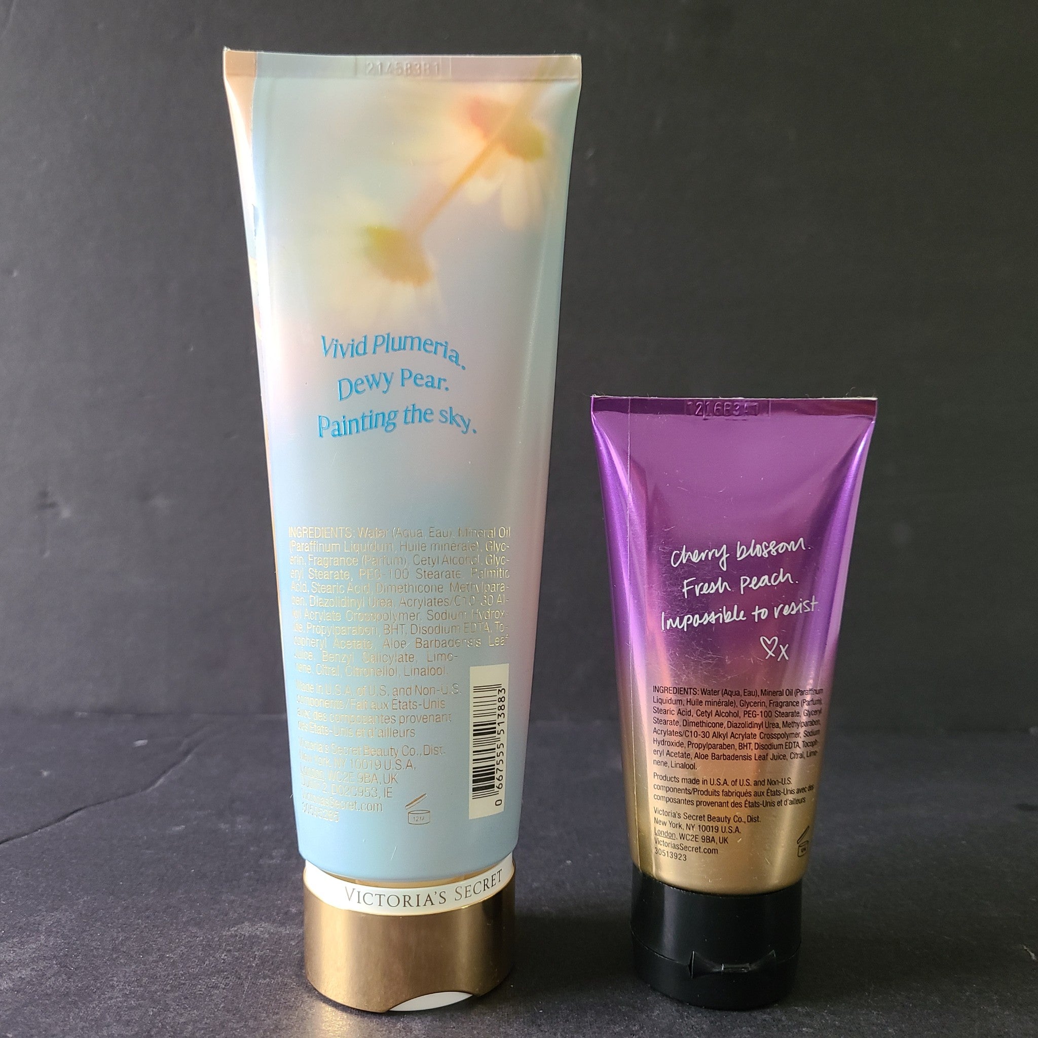 2 Pc Victoria's Secret Rainbow Shower & Love Spell Fragrance Lotion 8/2.5 fl oz.