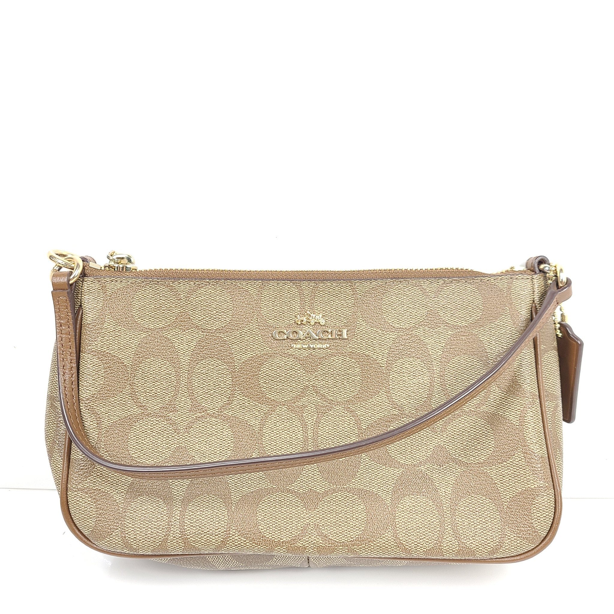 Coach Women's Nolita 19 In Signature Canvas Wristlet Handbag Light Brown CS442